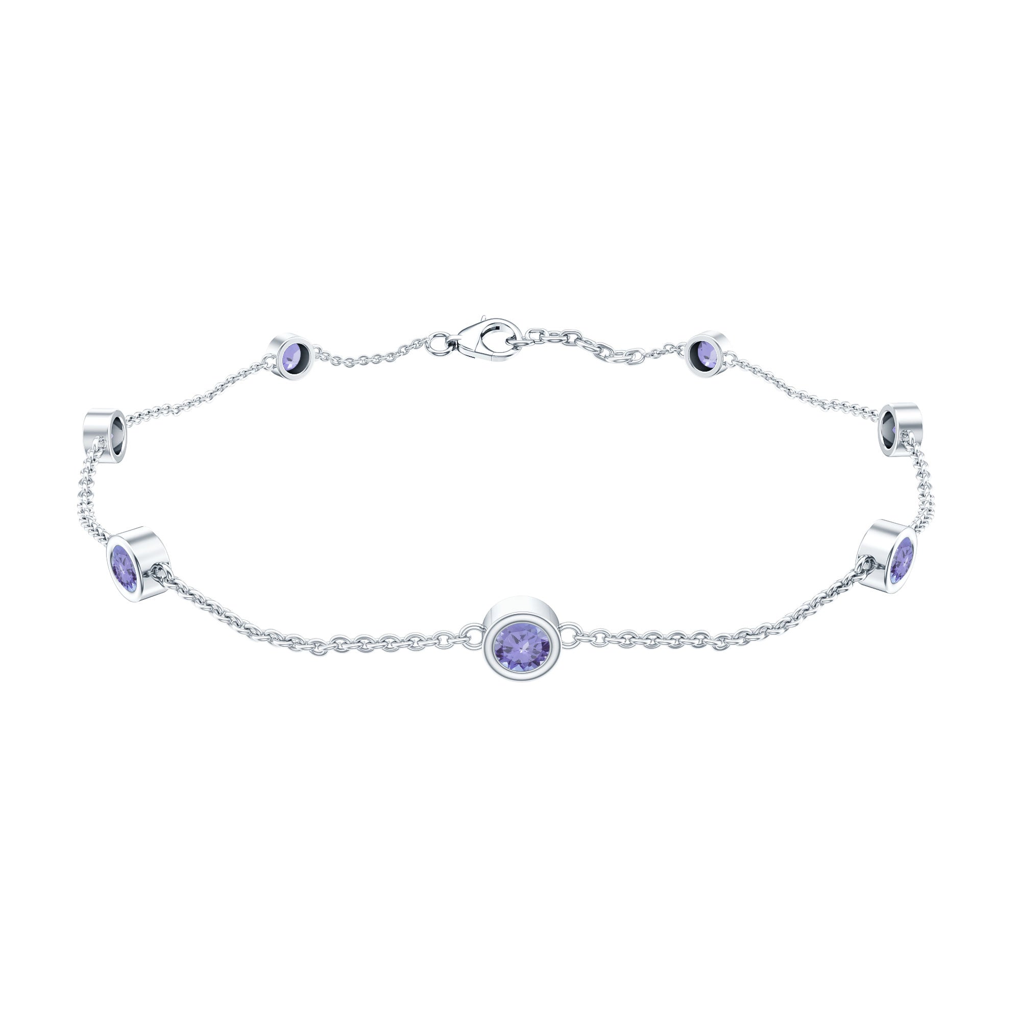 Certified Natural Tanzanite Chain Bracelet for Her AAA - Rosec Jewels
