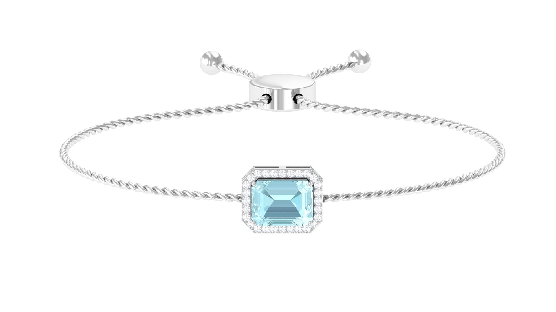 Bolo Bracelet with Sky Blue Topaz and Diamond