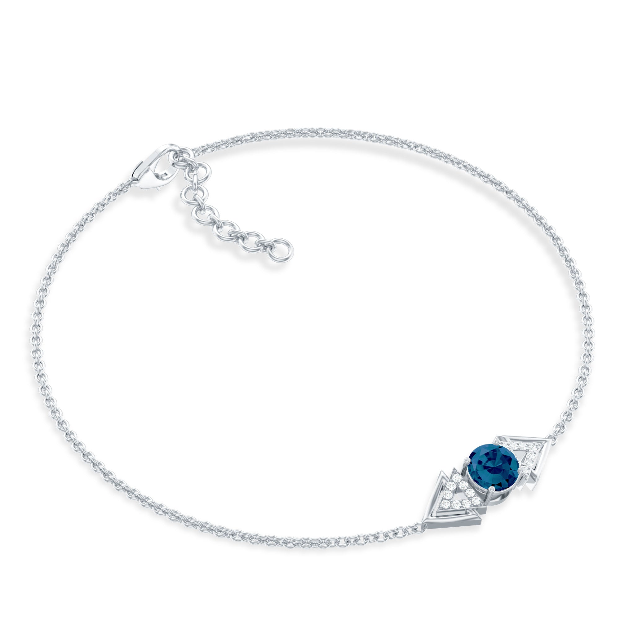 Real London Blue Topaz and Diamond Chain Bracelet AAA - Rosec Jewels