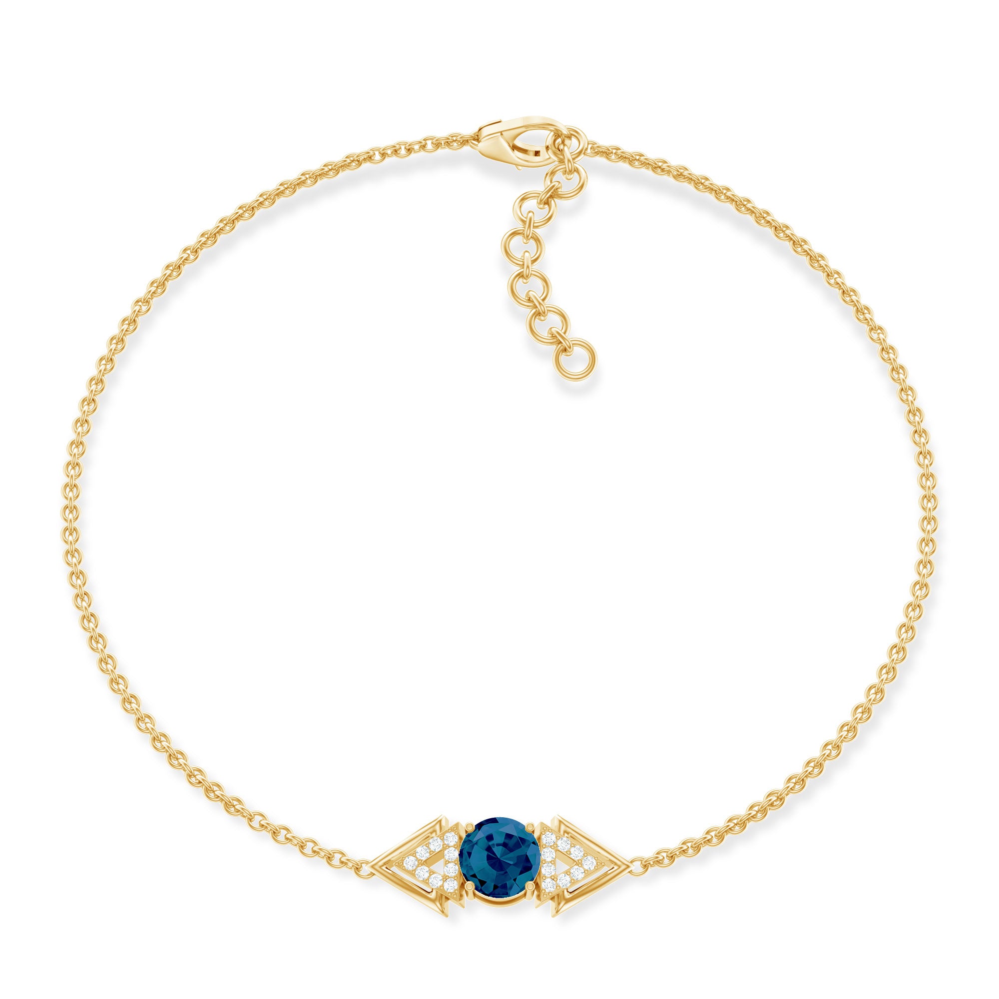 Real London Blue Topaz and Diamond Chain Bracelet AAA - Rosec Jewels