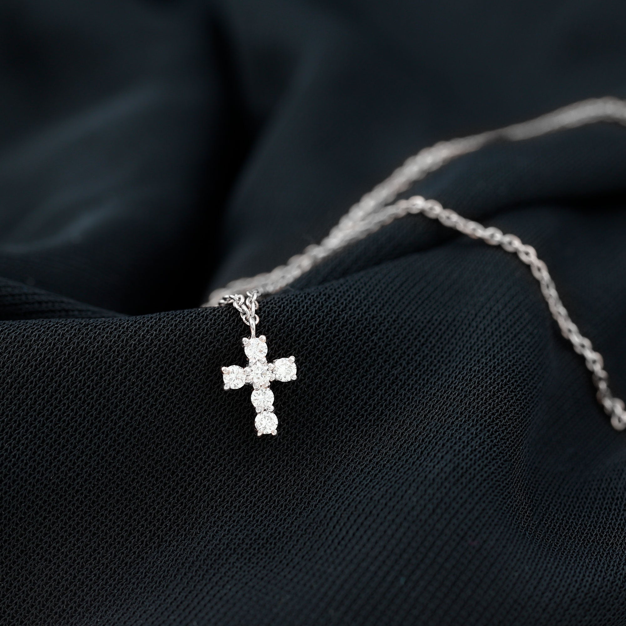 Certified Moissanite Cross Charm Chain Bracelet for Women D-VS1 - Rosec Jewels