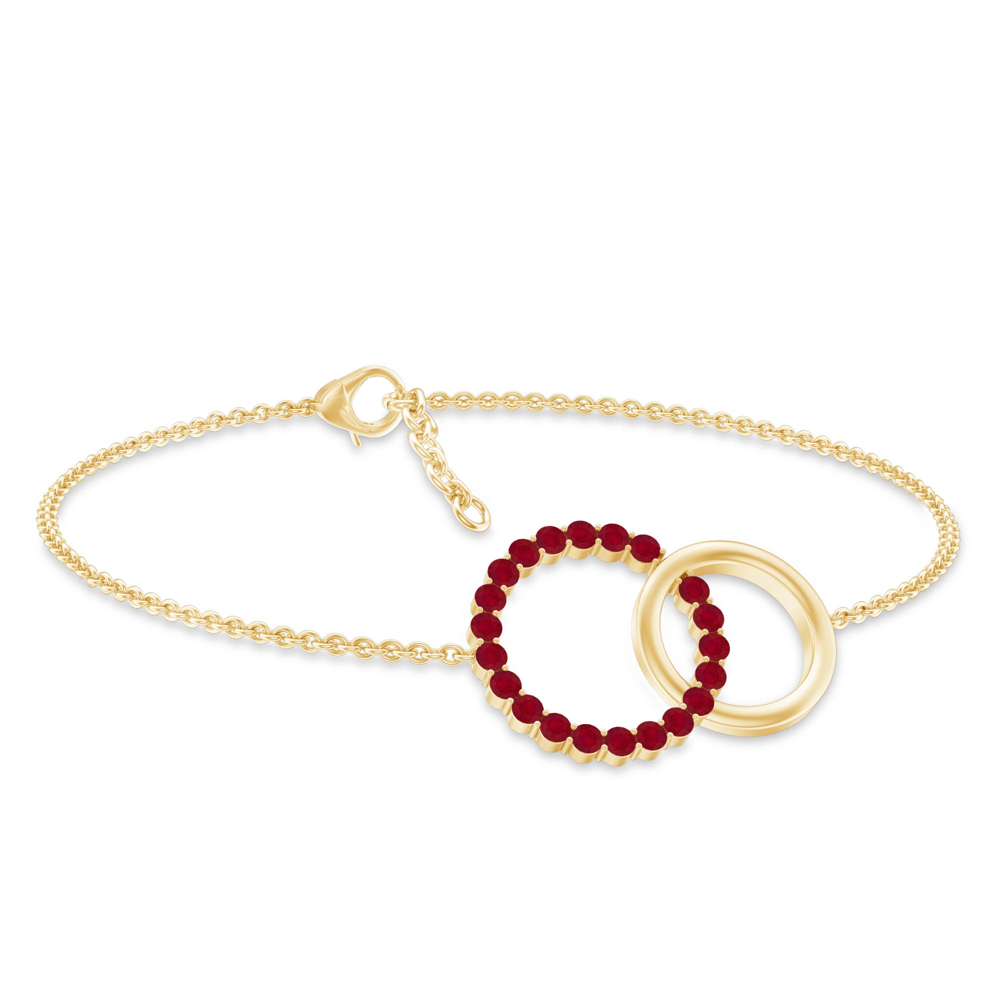 Natural Ruby Interlock Eternity Bracelet with Certificate AAA - Rosec Jewels