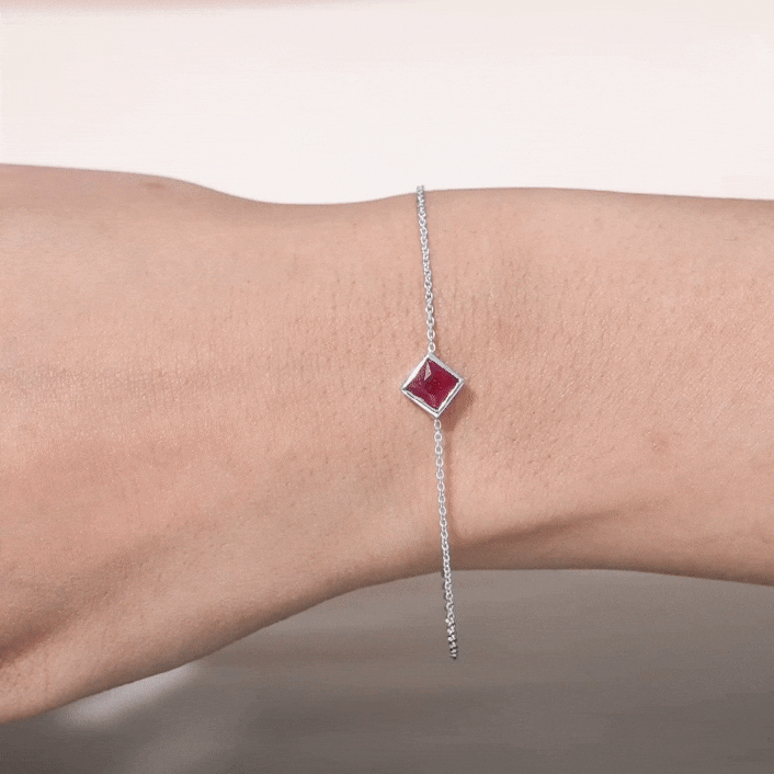 0.8 Carat Princess Cut Ruby Birthstone Bracelet AAA - Rosec Jewels