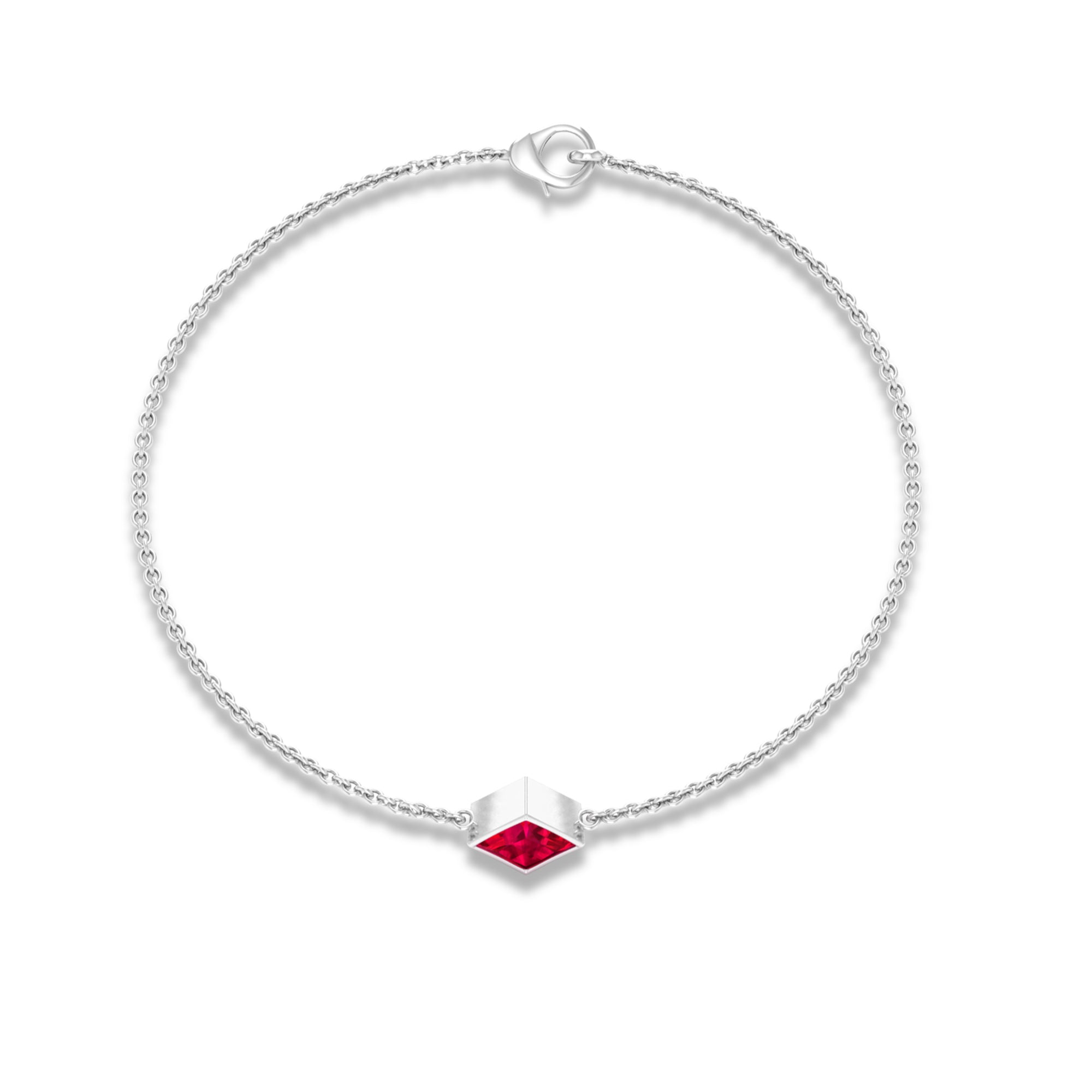 0.8 Carat Princess Cut Ruby Birthstone Bracelet AAA - Rosec Jewels