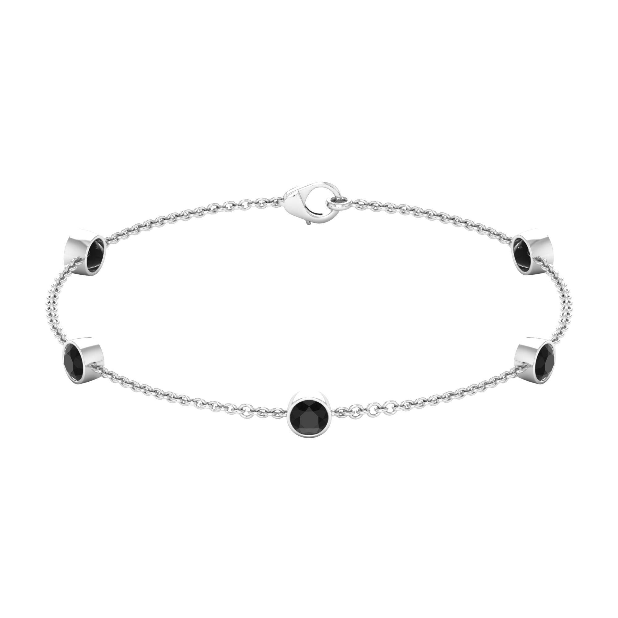 Bracelet chaîne station de diamants noirs serti clos 3 ct en or