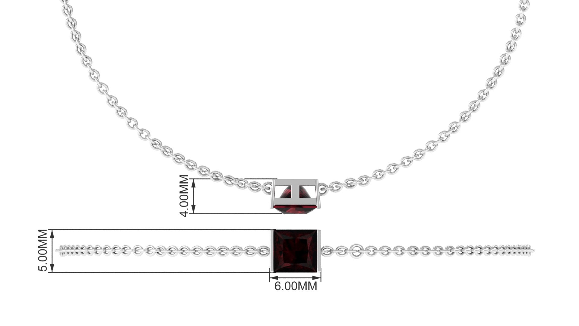 Genuine 1.4 Carat Princess Cut Garnet Solitaire Chain Bracelet AAA - Rosec Jewels