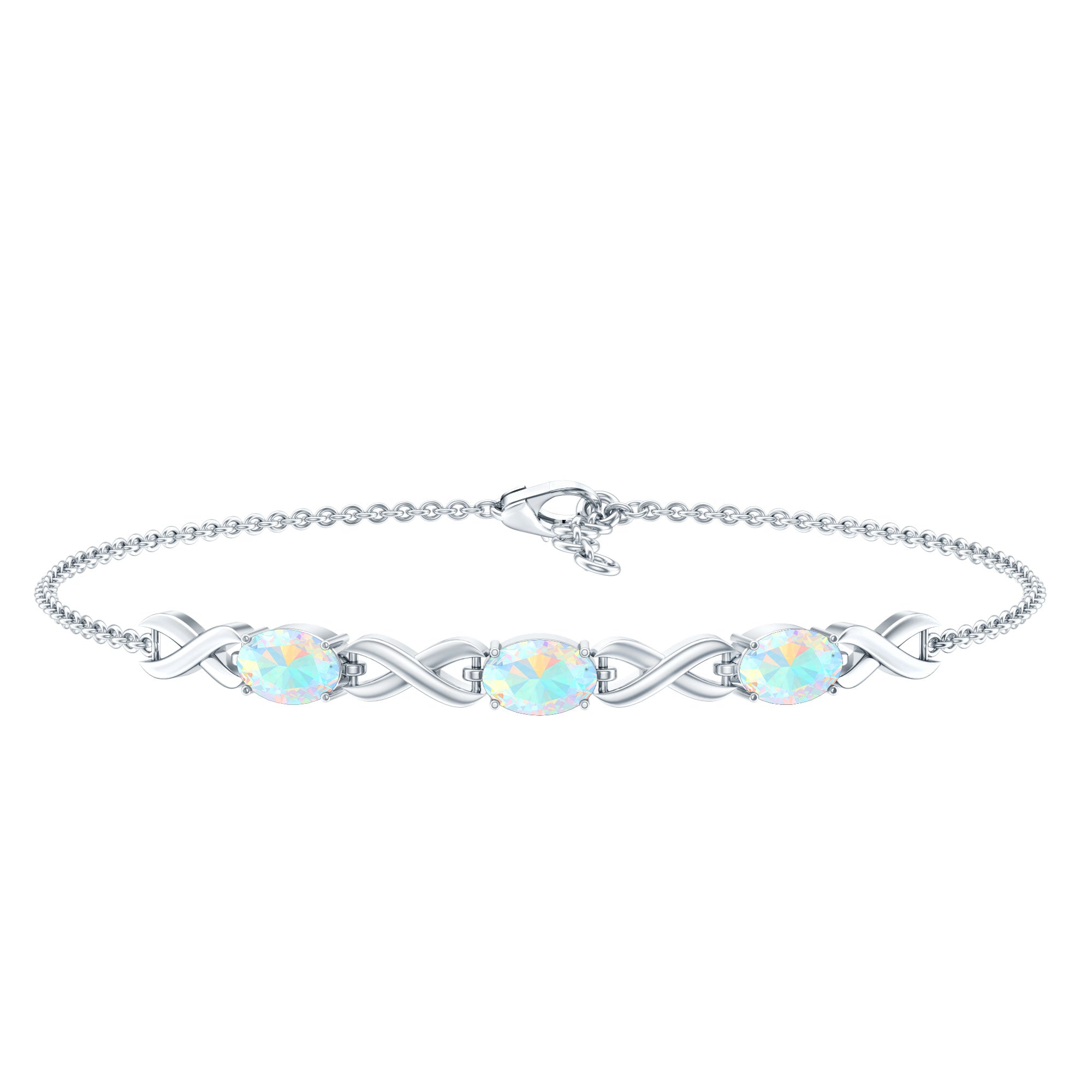 Bracelet Bolo à maillons infinis en opale éthiopienne de coupe ovale