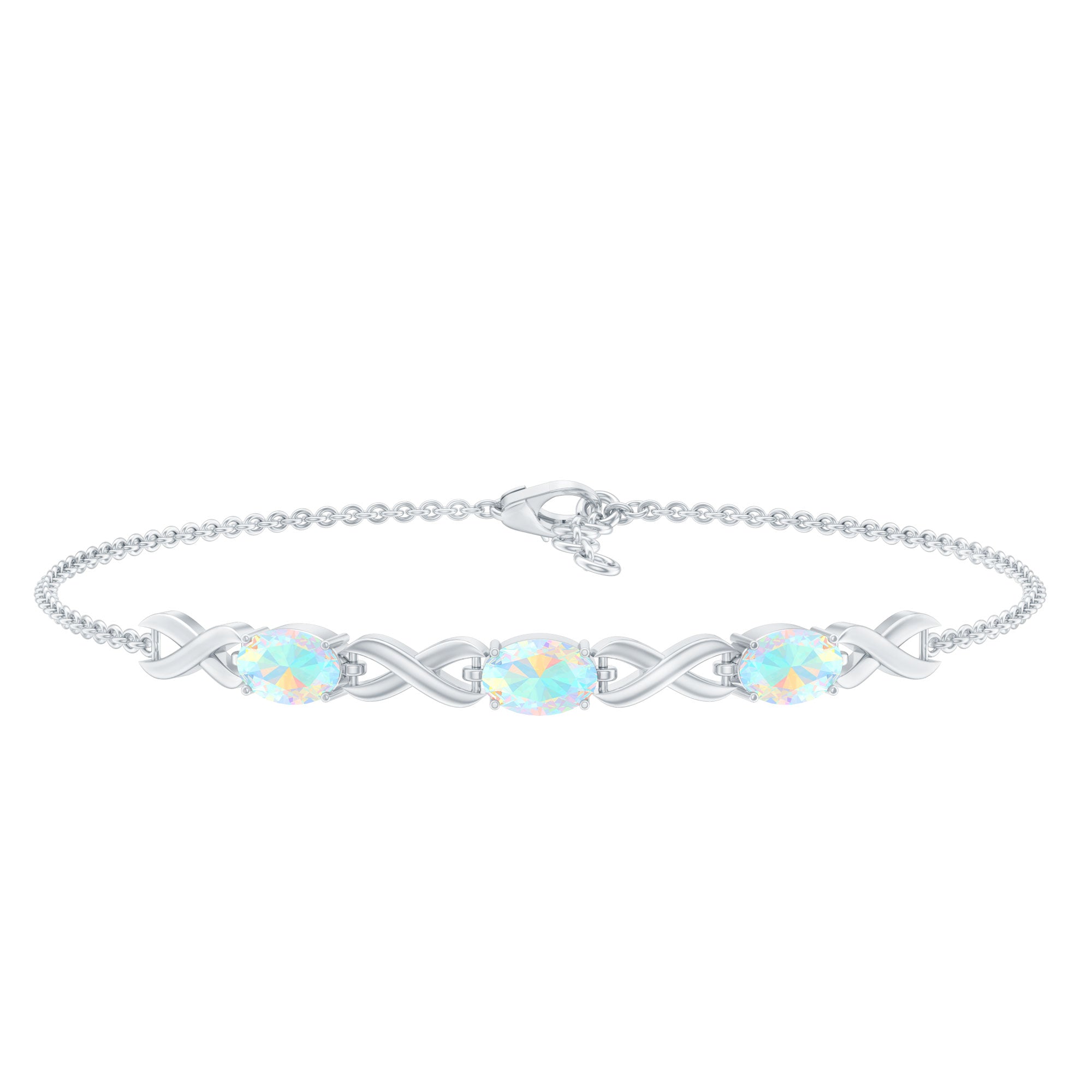 Infinity 3 Stone Chain Bracelet with Natural Ethiopian Opal
