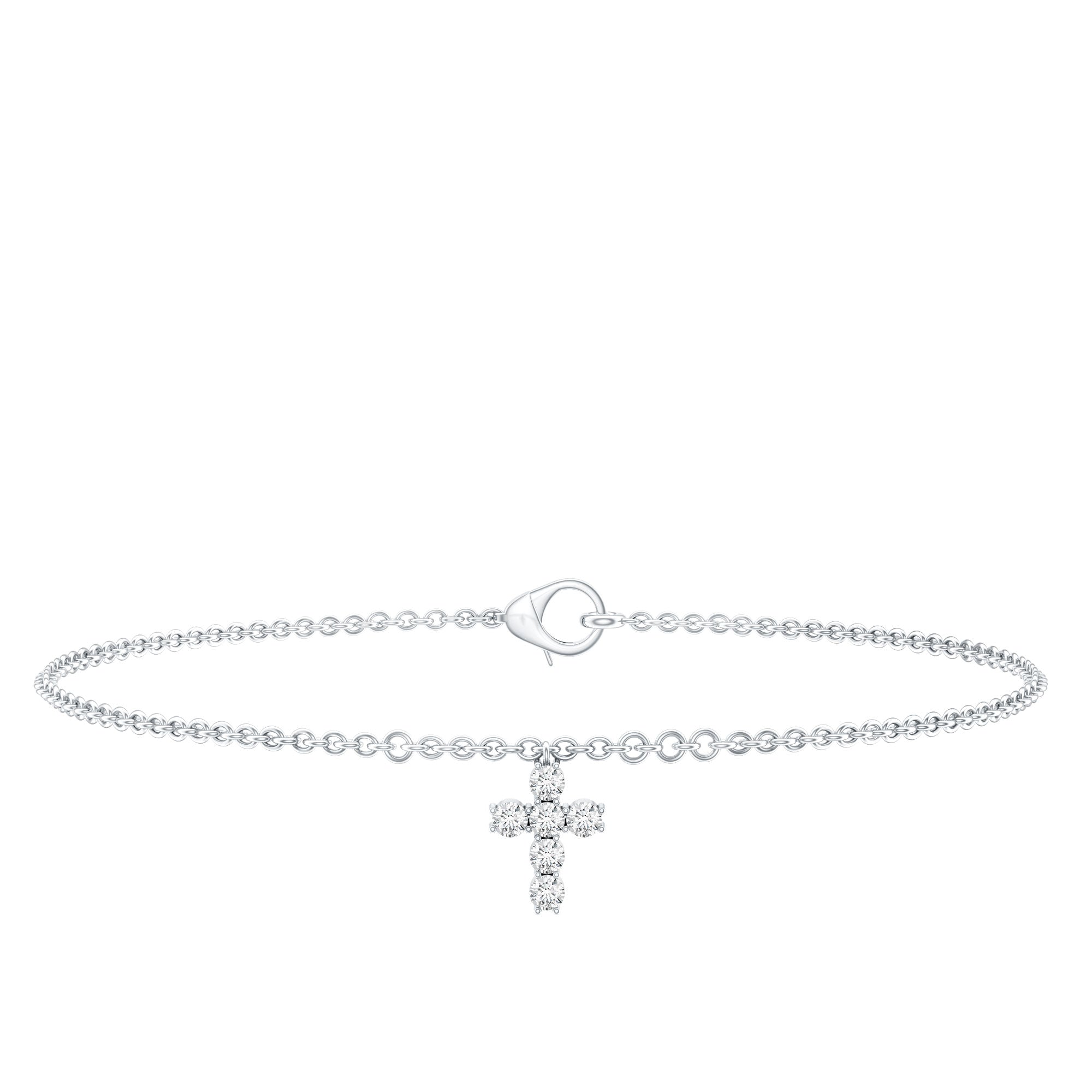 Certified Diamond Cross Chain Bracelet Natural - ( HI-SI ) - Rosec Jewels
