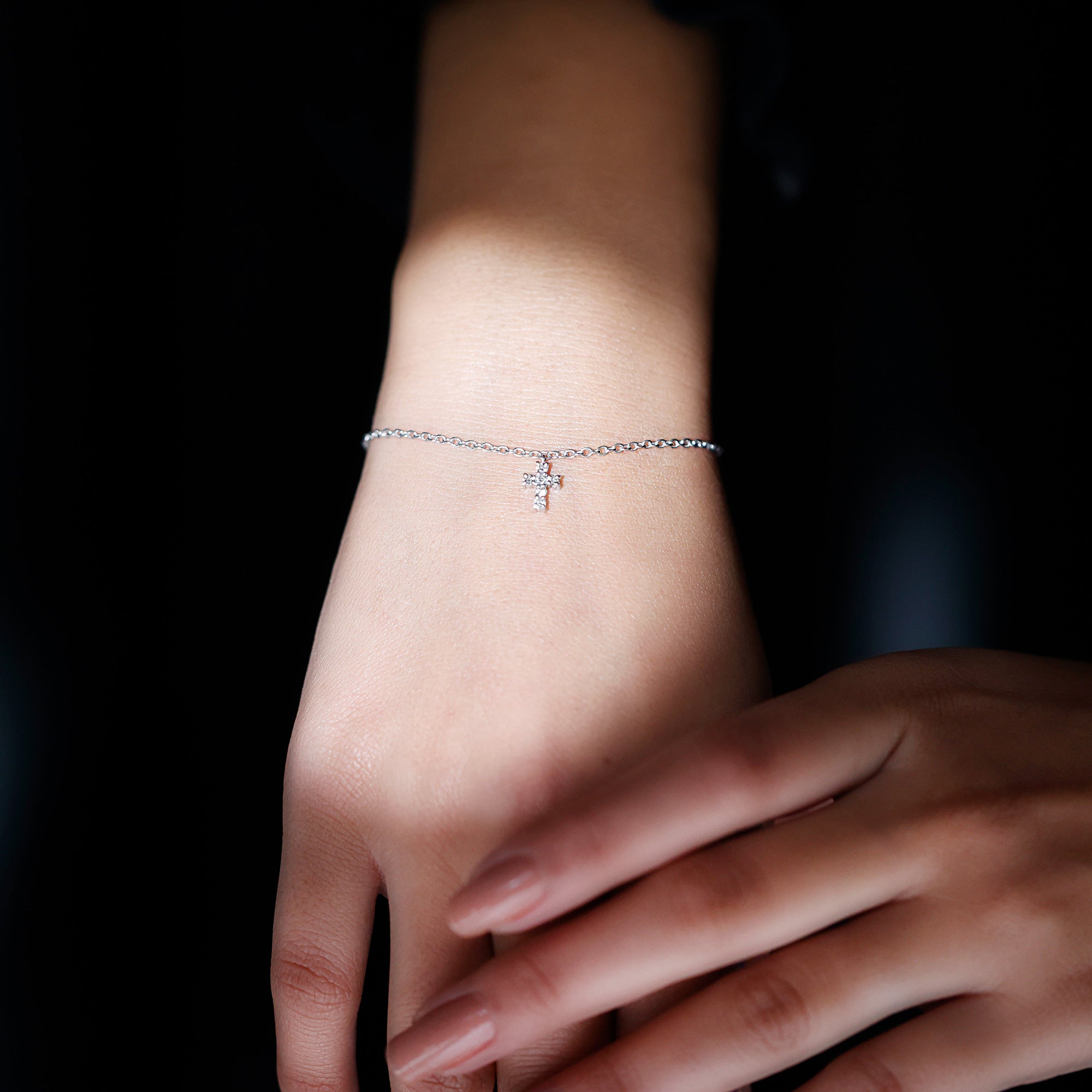 Certified Diamond Cross Chain Bracelet Natural - ( HI-SI ) - Rosec Jewels