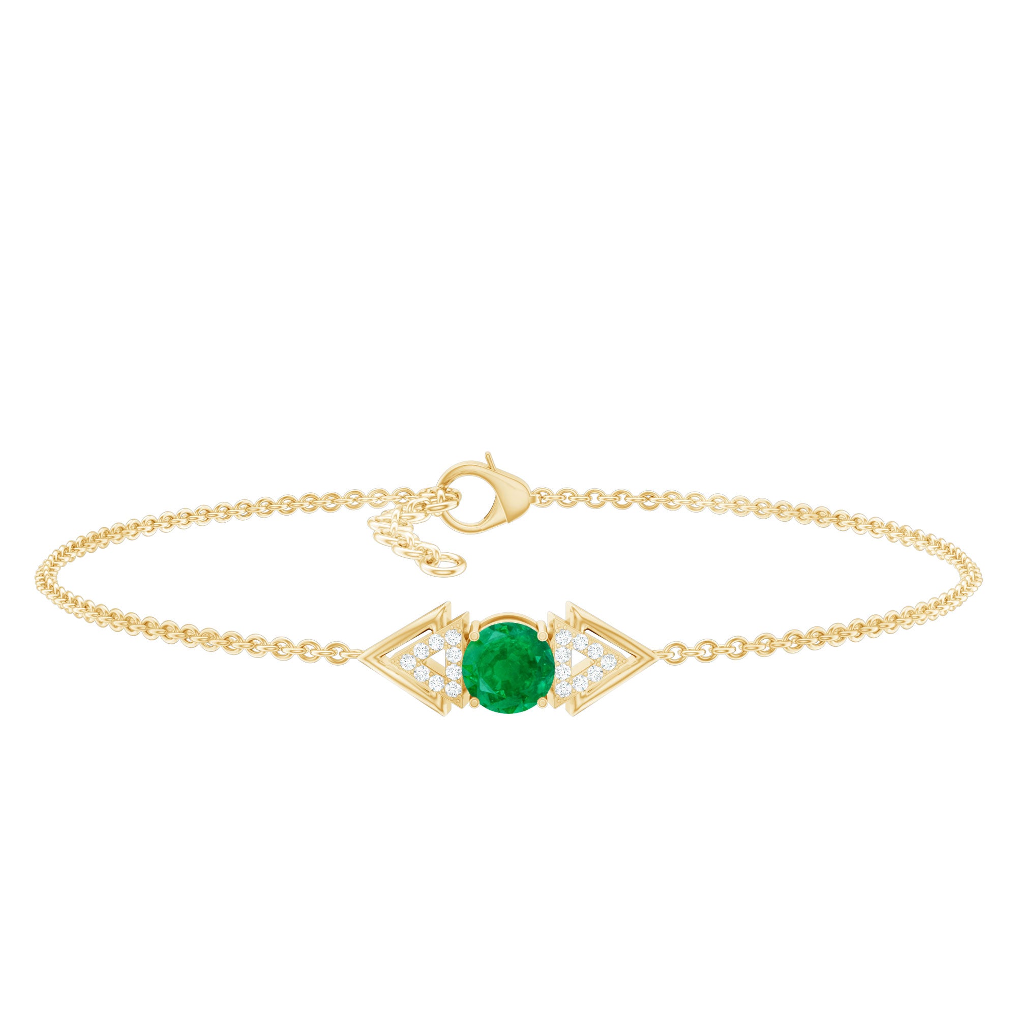 Genuine Emerald and Diamond Chain Bracelet For Her AAA - Rosec Jewels