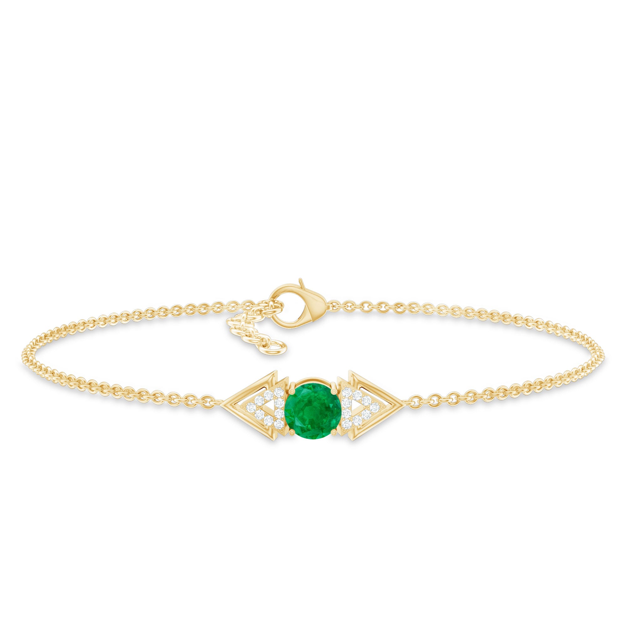 Genuine Emerald and Diamond Chain Bracelet For Her AAA - Rosec Jewels