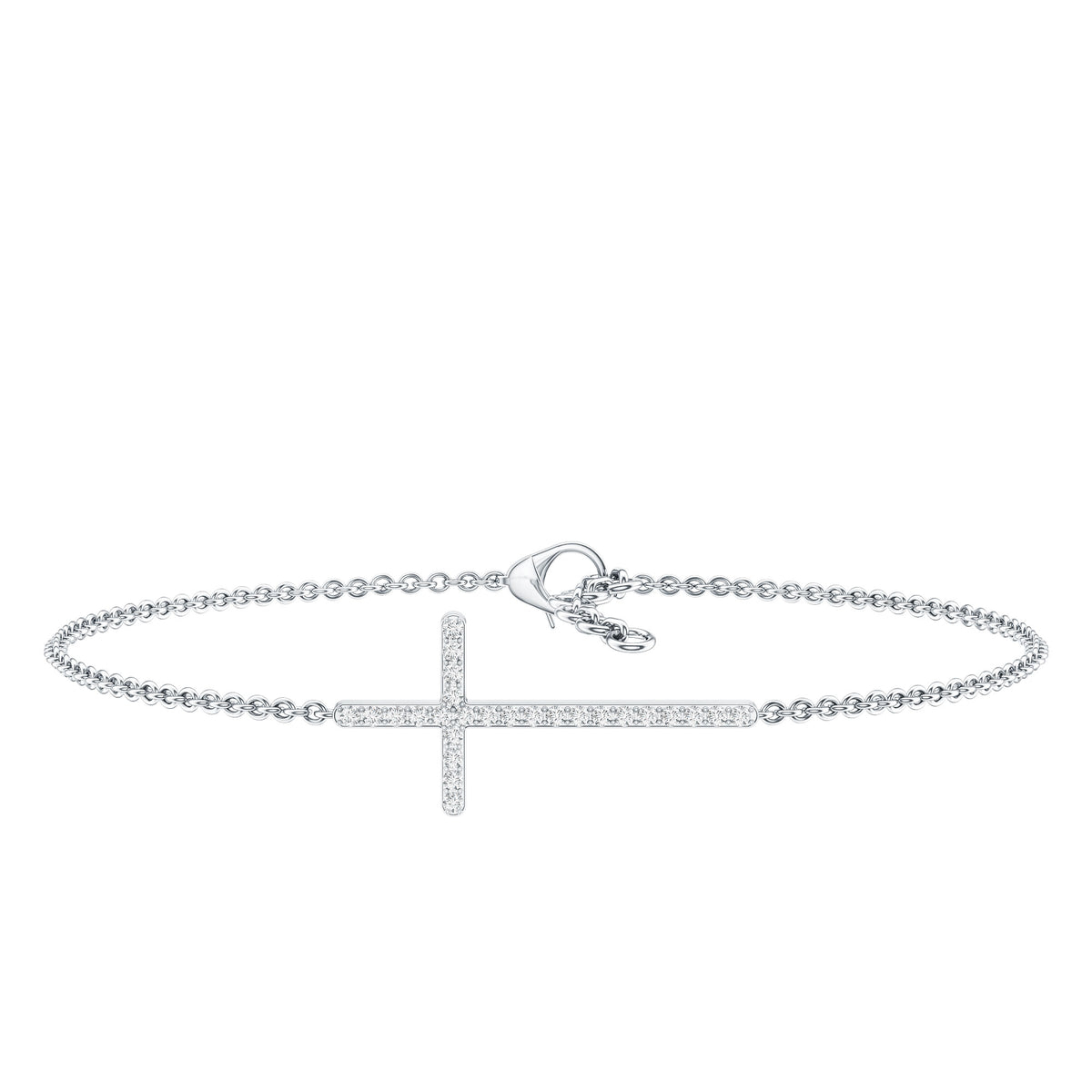 Certified Diamond Sideway Cross Bracelet Natural - ( HI-SI ) - Rosec Jewels