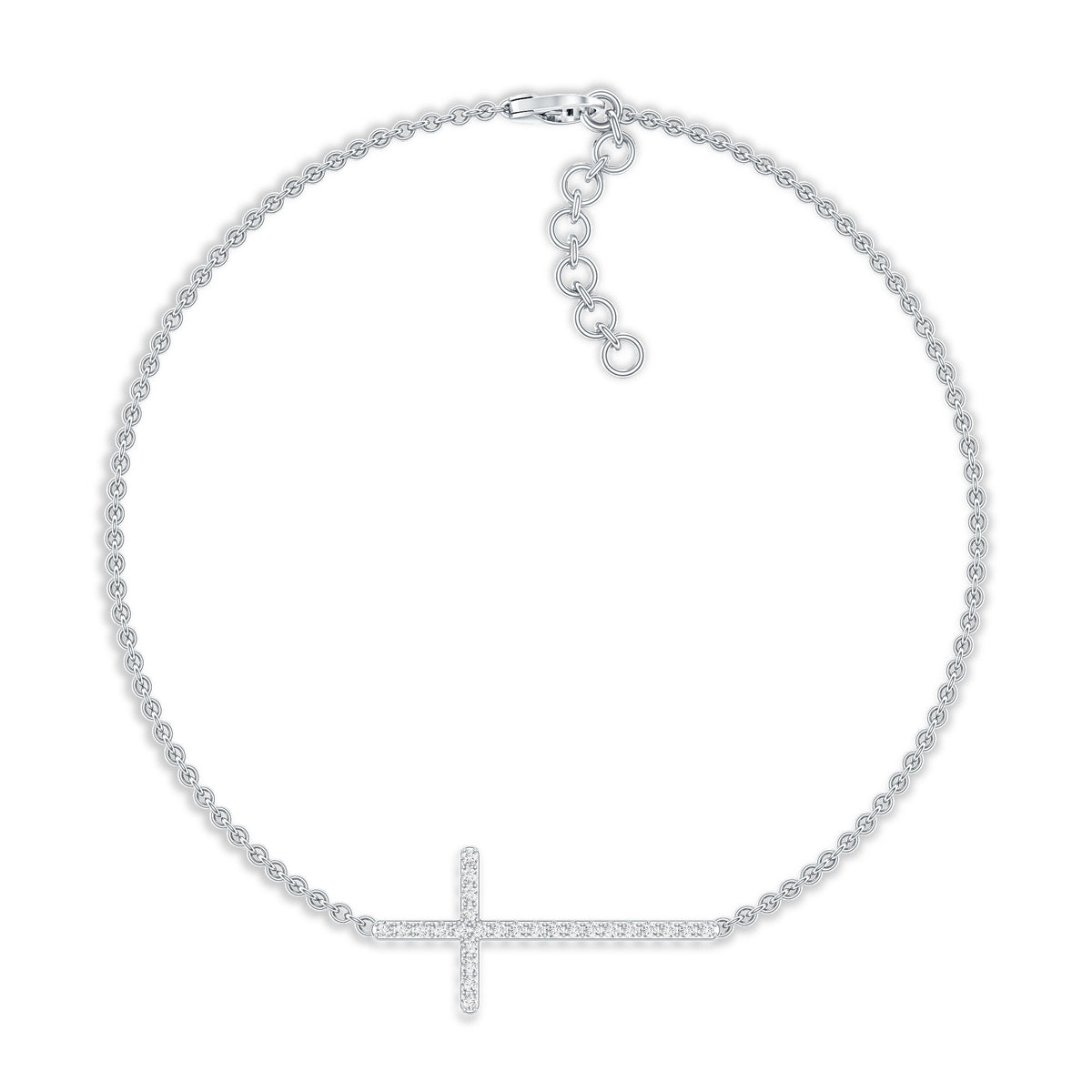 Certified Diamond Sideway Cross Bracelet Natural - ( HI-SI ) - Rosec Jewels
