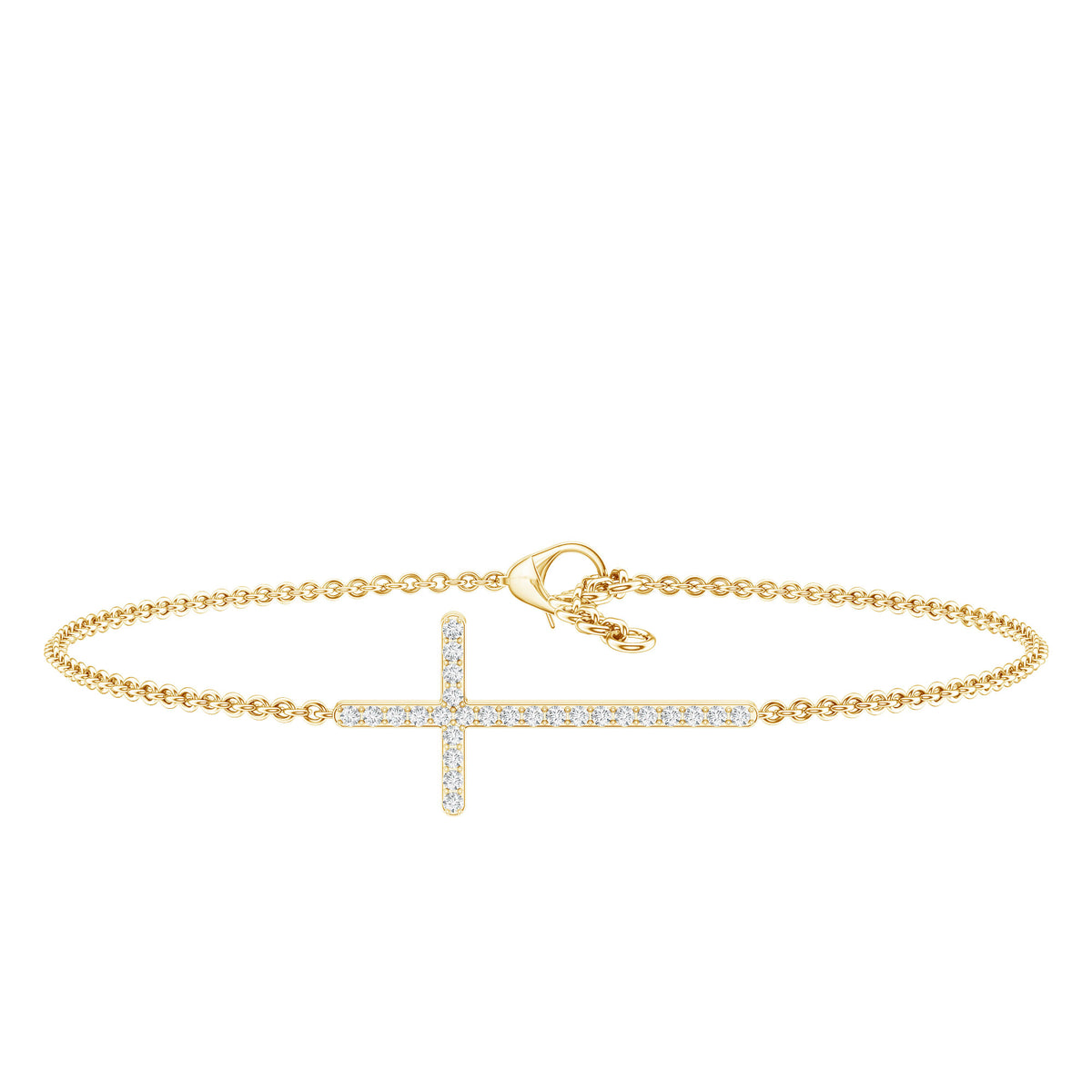 Certified Diamond Sideway Cross Bracelet Natural - ( HI-SI ) - Rosec Jewels
