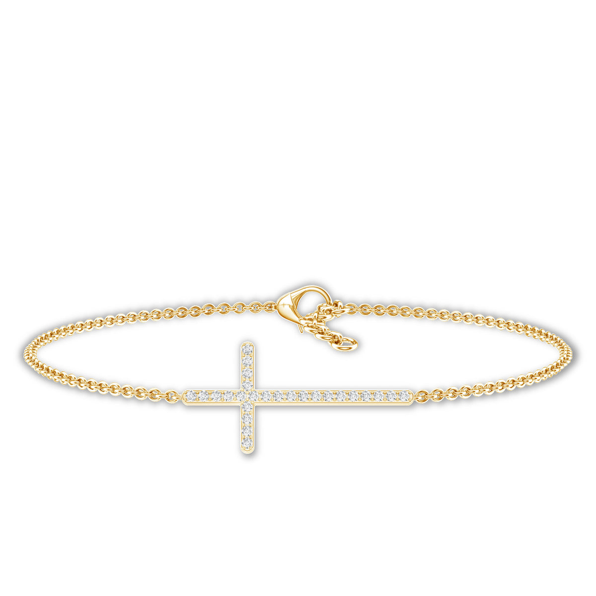 Certified Diamond Sideway Cross Bracelet Natural - ( HI-SI ) - Rosec Jewels
