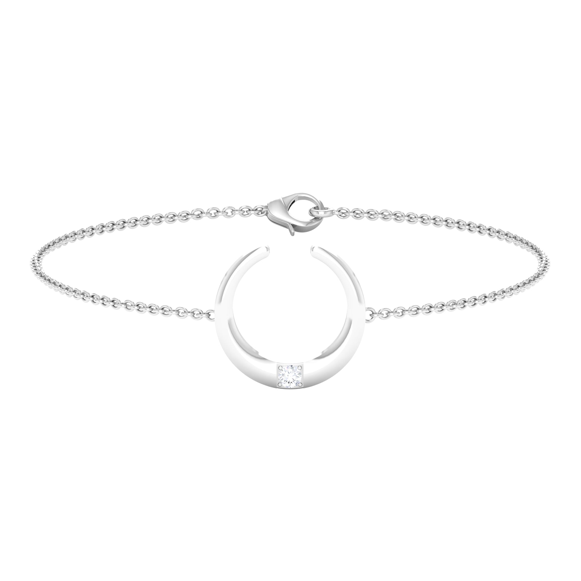 Rosec Jewels-Gold Moon Chain Bracelet with Diamond