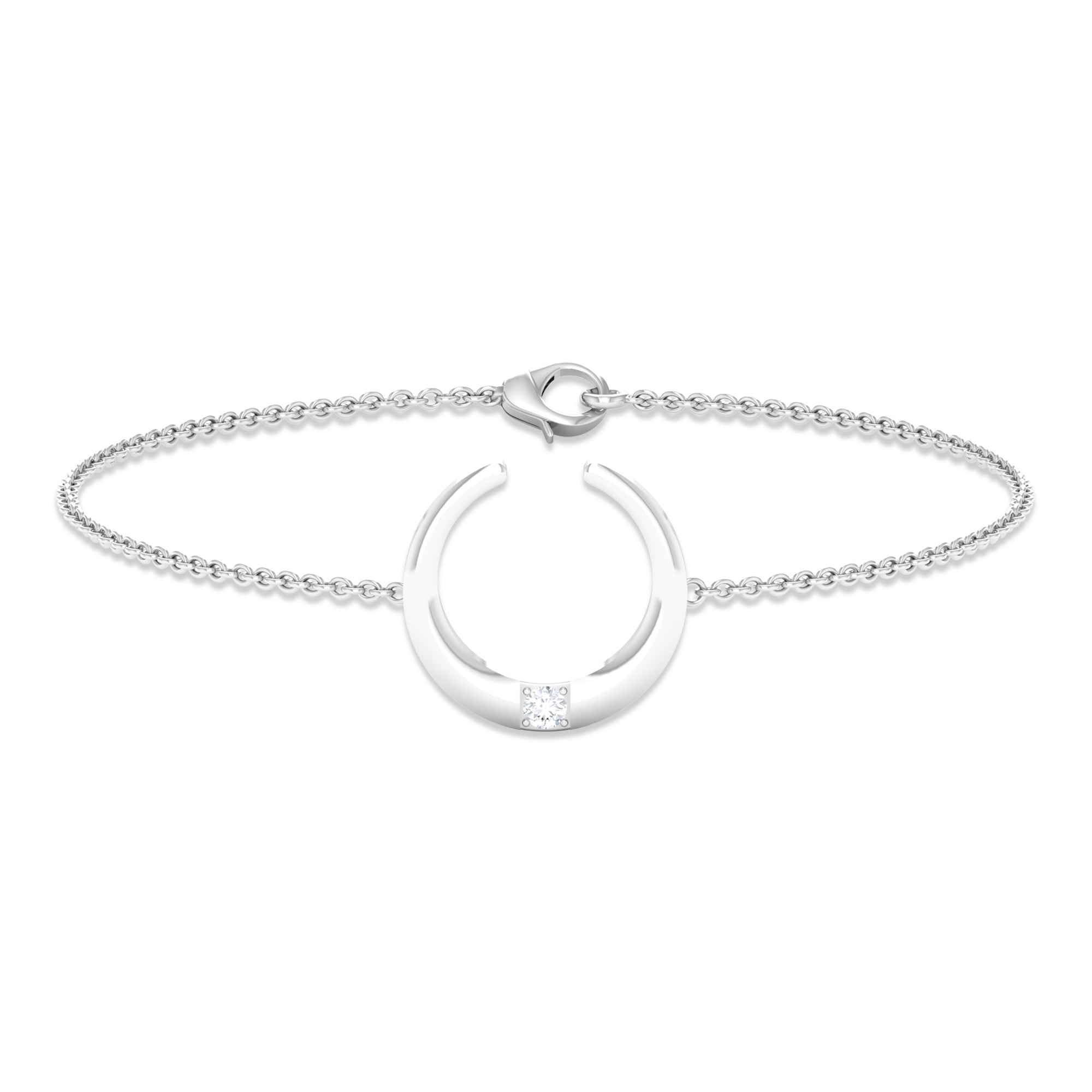 Certified Diamond Moon Chain Bracelet Natural - ( HI-SI ) - Rosec Jewels