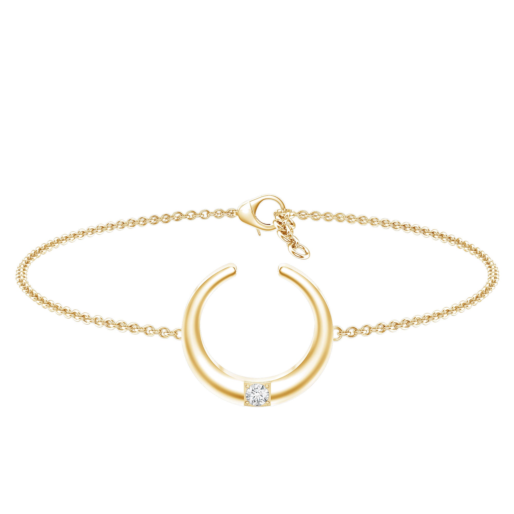 Certified Diamond Moon Chain Bracelet Natural - ( HI-SI ) - Rosec Jewels