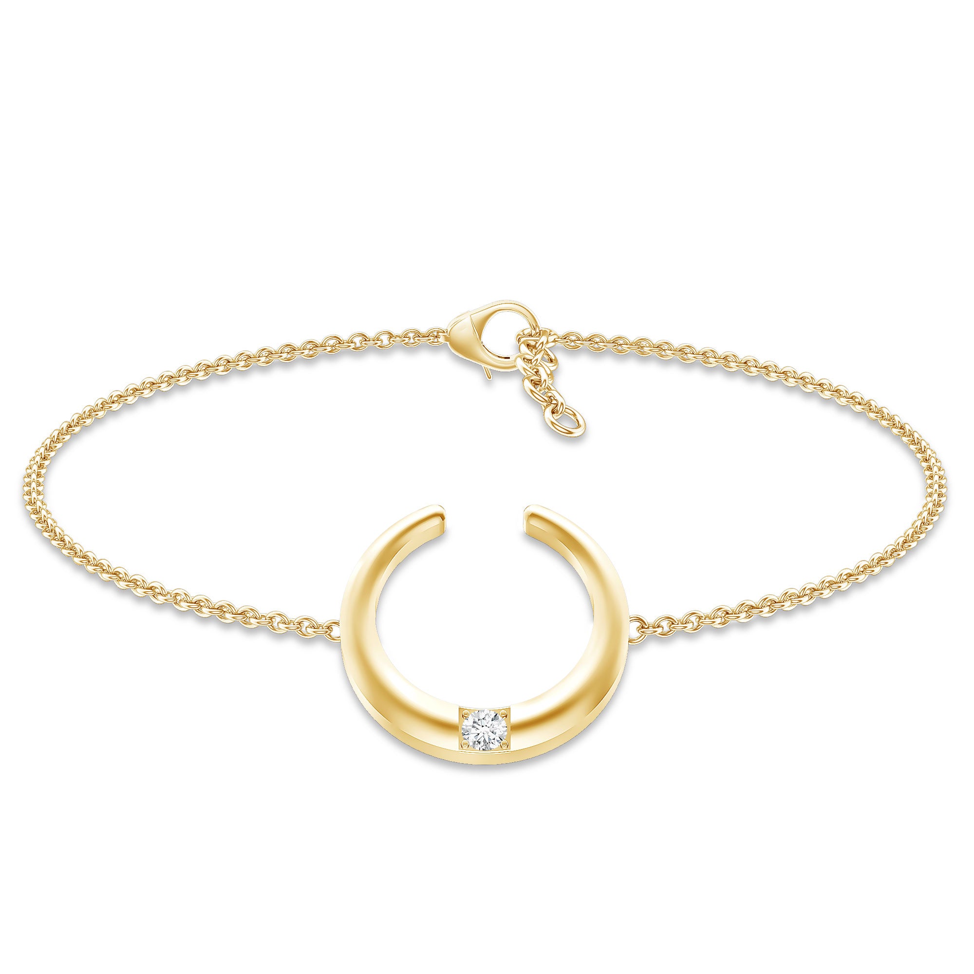Certified Diamond Moon Chain Bracelet Natural - ( HI-SI ) - Rosec Jewels