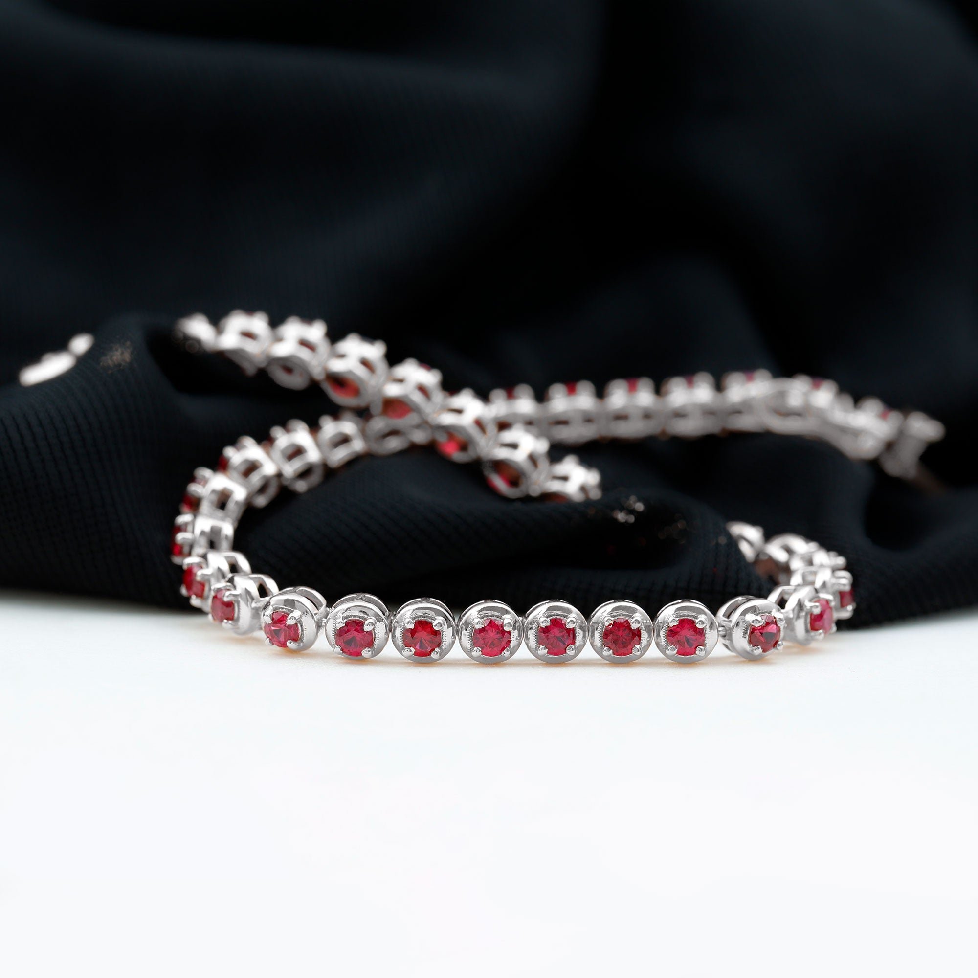 5.51 Carat Lab Grown Ruby Tennis Bracelet for Women AAAA - Rosec Jewels