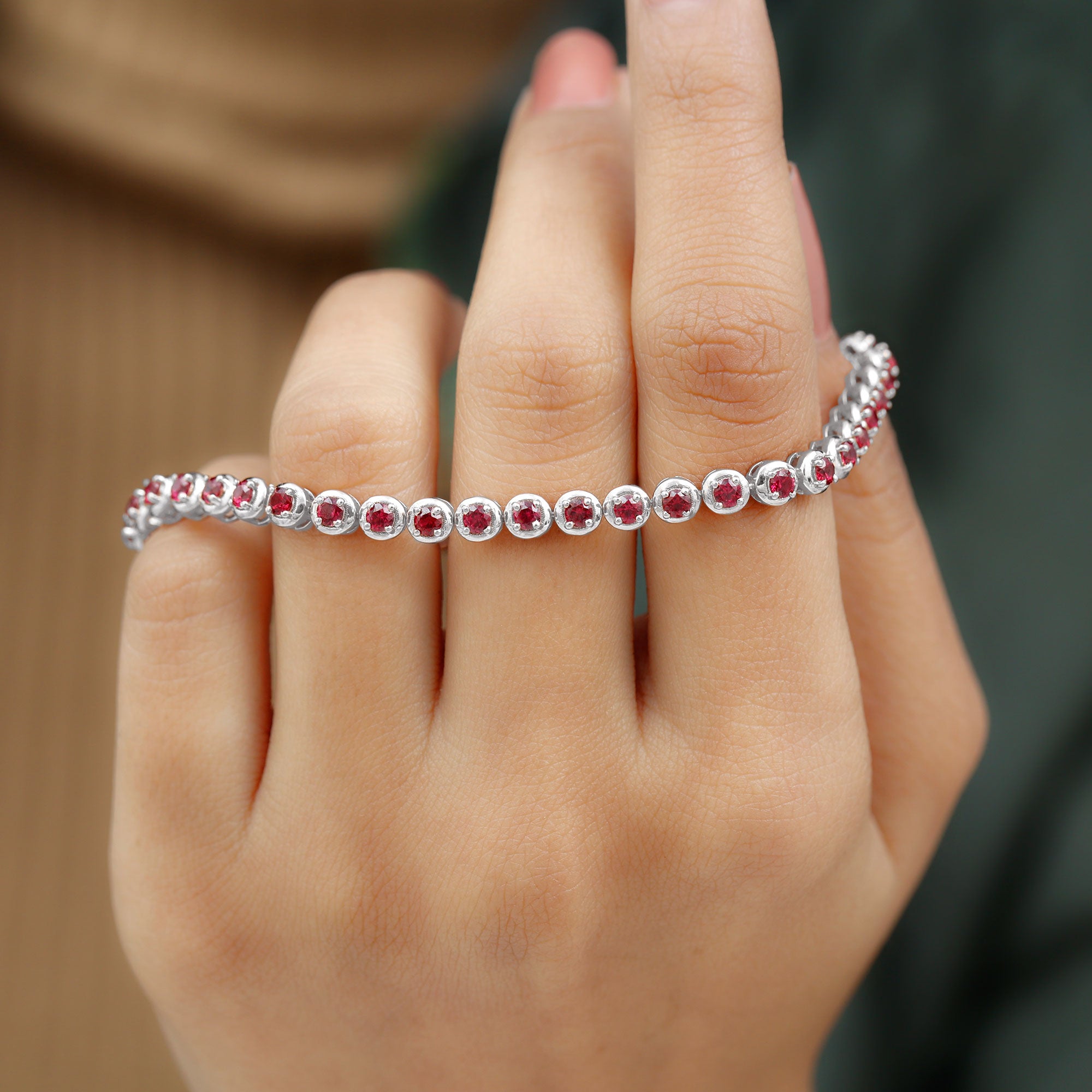 5.51 Carat Lab Grown Ruby Tennis Bracelet for Women AAAA - Rosec Jewels