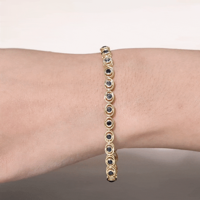 2.61 Carat Black Onyx Tennis Bracelet with Certificate AAA - Rosec Jewels