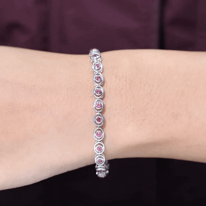 Bezel Set 2.61 Carat Natural Pink Tourmaline Tennis Bracelet for Women AAA - Rosec Jewels