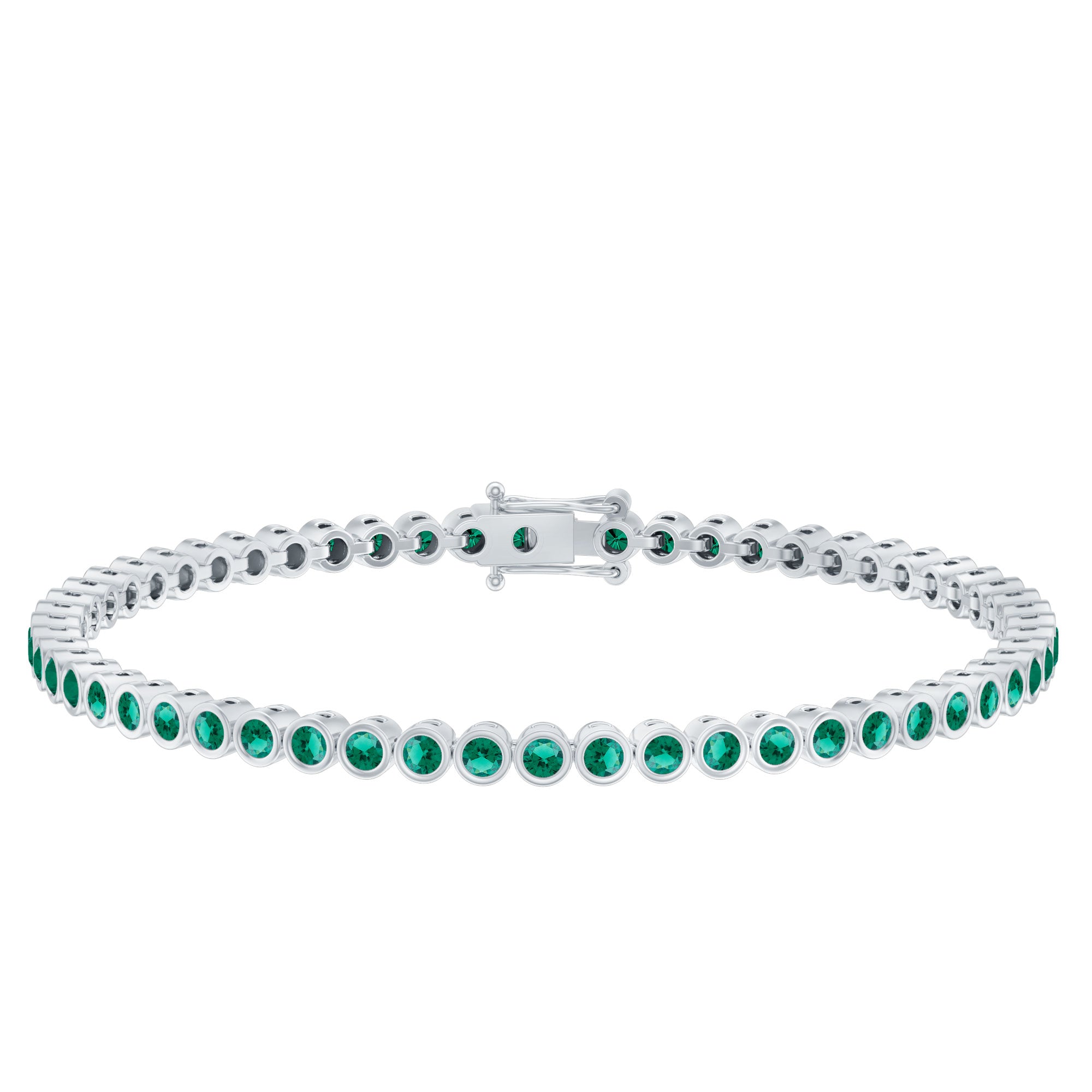 Bezel Set Lab Created Emerald Tennis Bracelet for Women