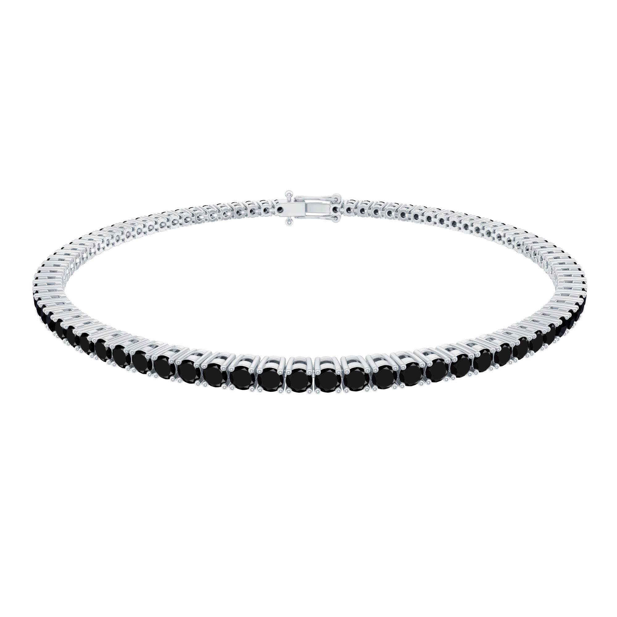 Certified Round Cut Lab Grown Black Diamond Tennis Bracelet