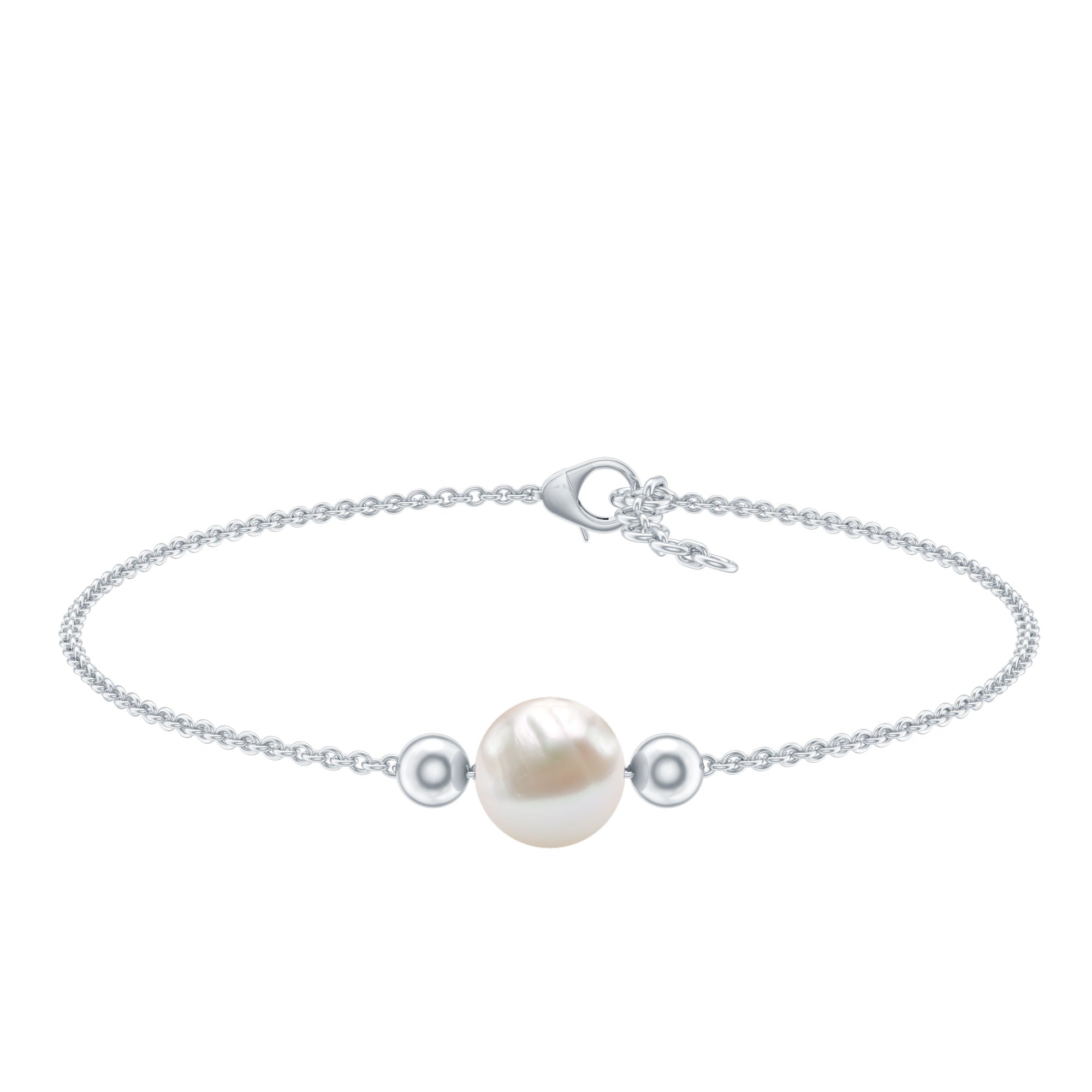 7.50 CT Freshwater Pearl Solitaire Bolo Bracelet AAA - Rosec Jewels