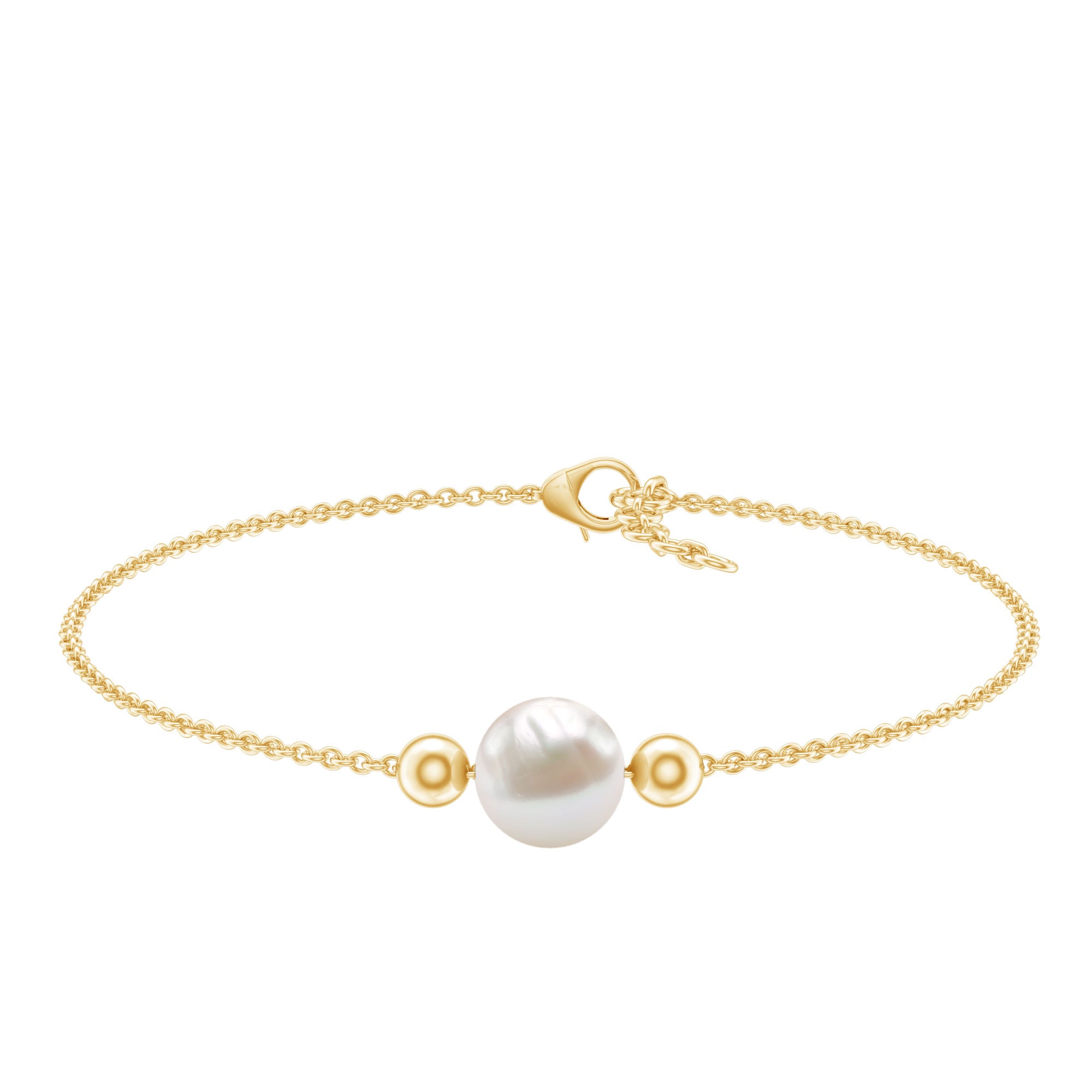 7.50 CT Freshwater Pearl Solitaire Bolo Bracelet AAA - Rosec Jewels