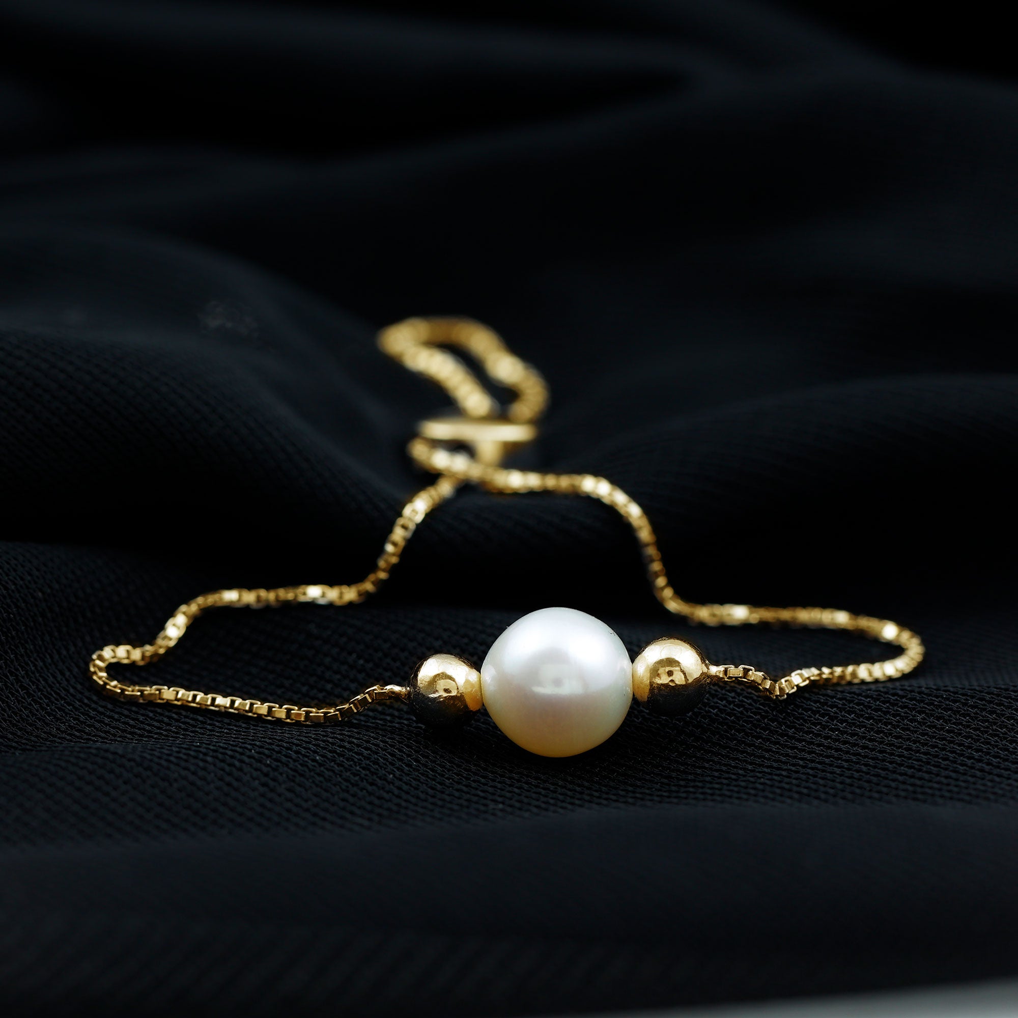7.50 CT Freshwater Pearl Solitaire Bolo Bracelet AAA - Rosec Jewels