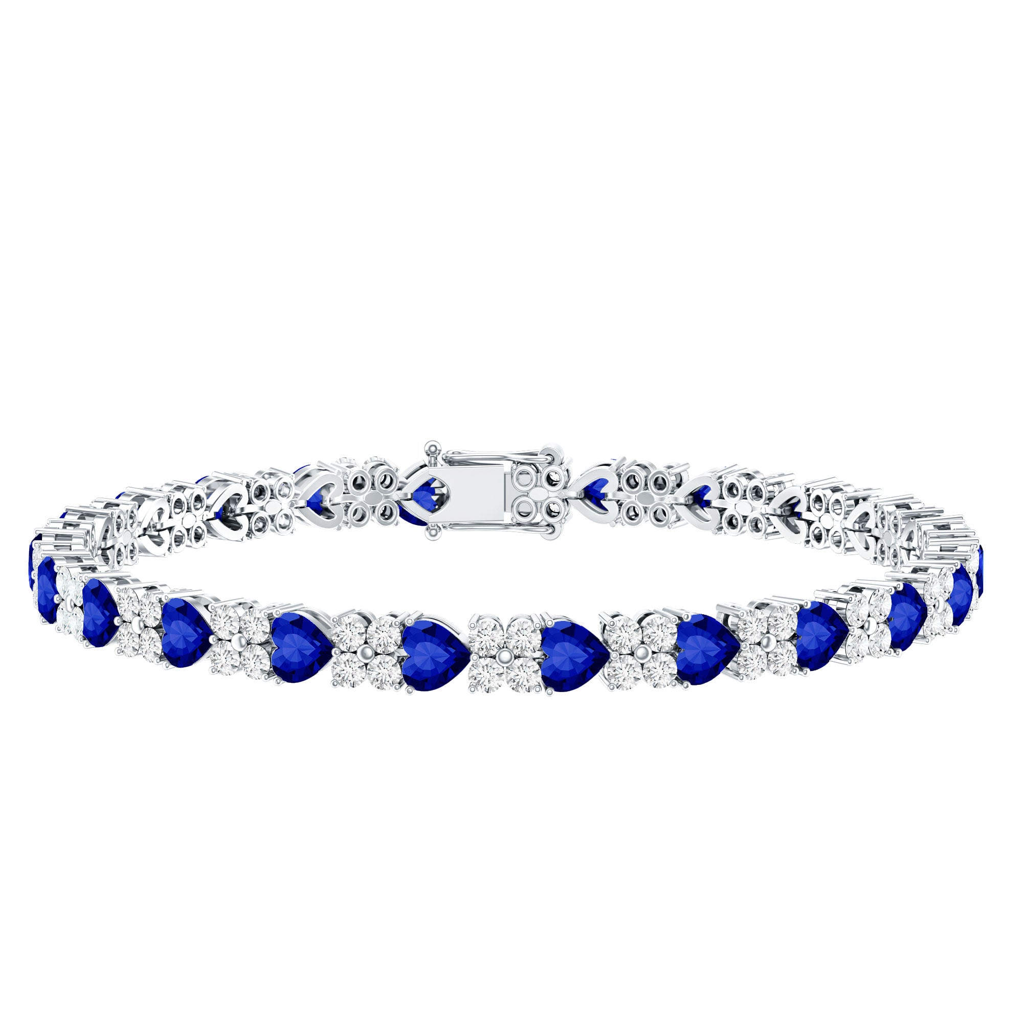 Certified 7 Carat Lab Grown Blue Sapphire Heart Tennis Bracelet AAAA - Rosec Jewels