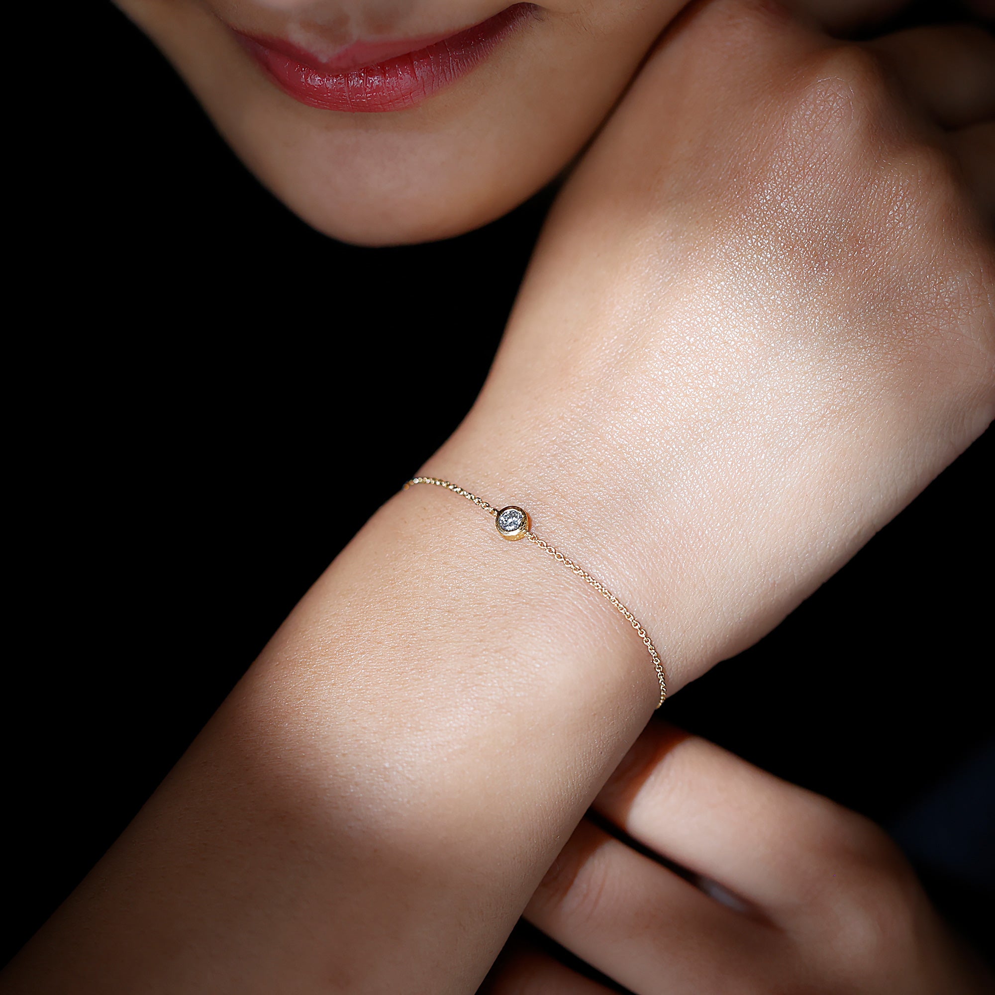 Certified Diamond Chain Bracelet in Bezel Setting Natural - ( HI-SI ) - Rosec Jewels
