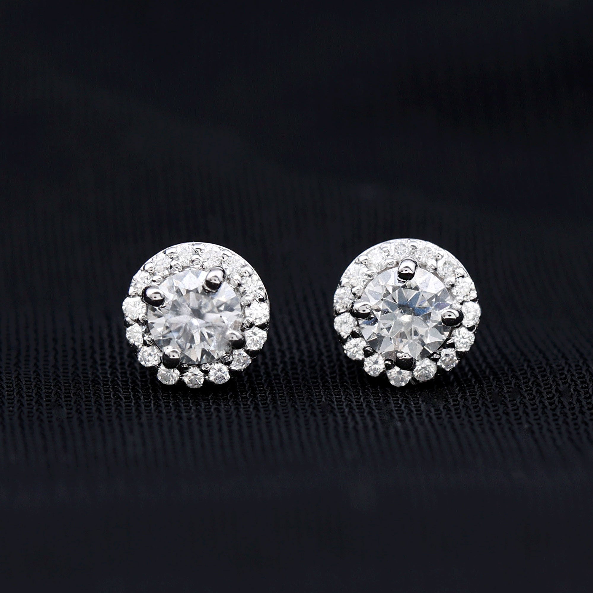 1 CT Zircon Classic Halo Stud Earrings AAAA - Rosec Jewels