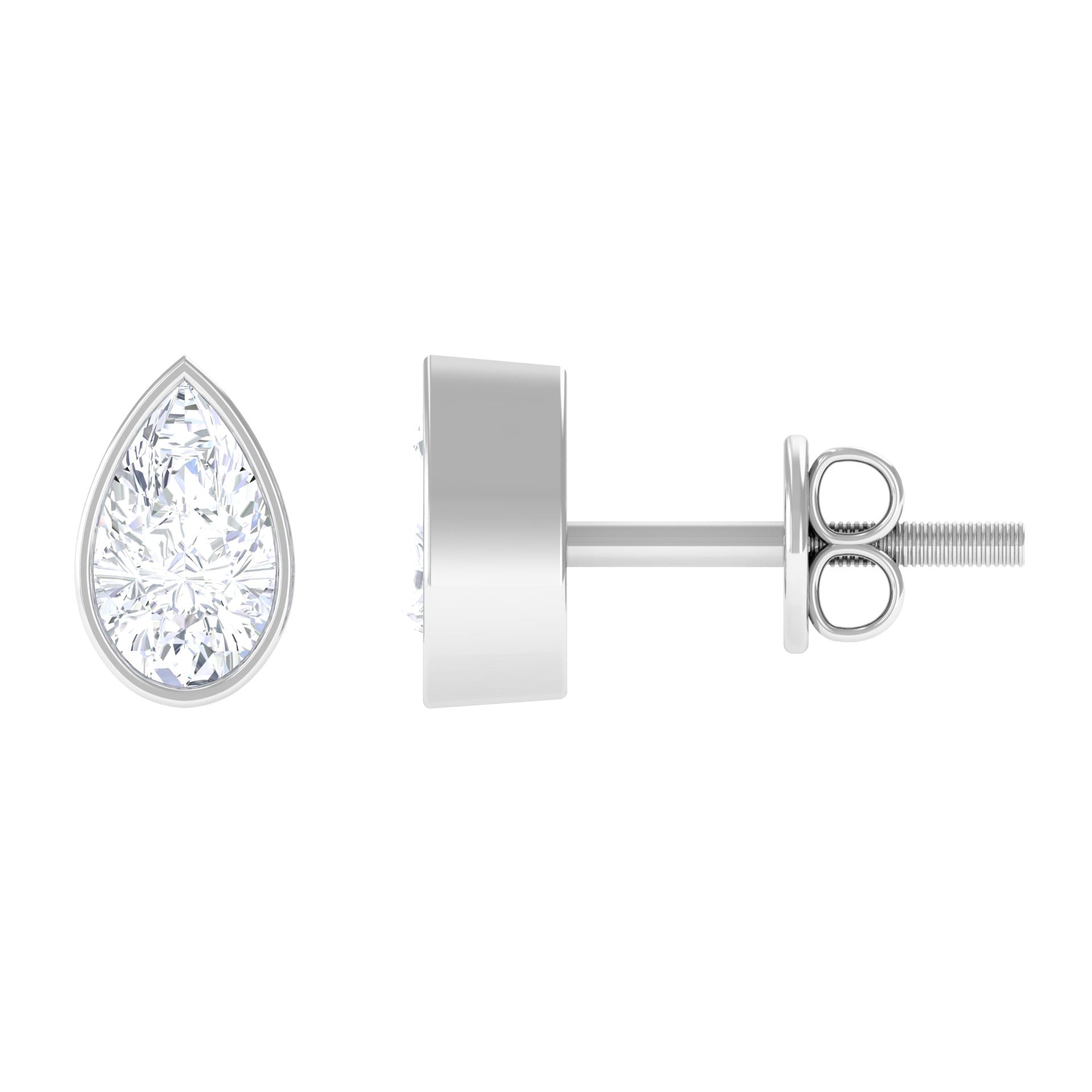 Rosec Jewels-1/2 CT Pear Cut Bezel Set Diamond Solitaire Dainty Stud Earrings
