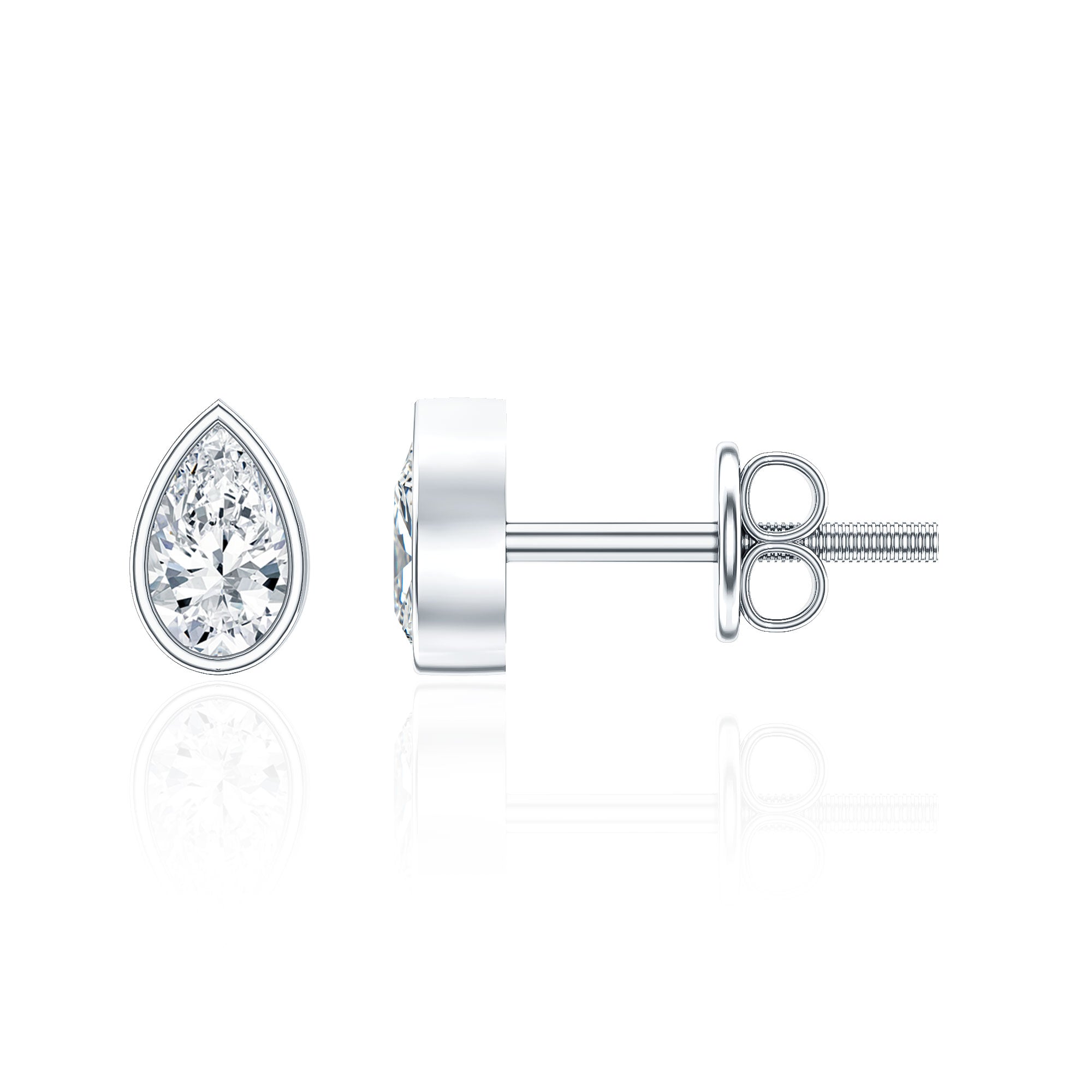 Bezel Set Diamond Tiny Stud Earrings Natural - ( HI-SI ) - Rosec Jewels