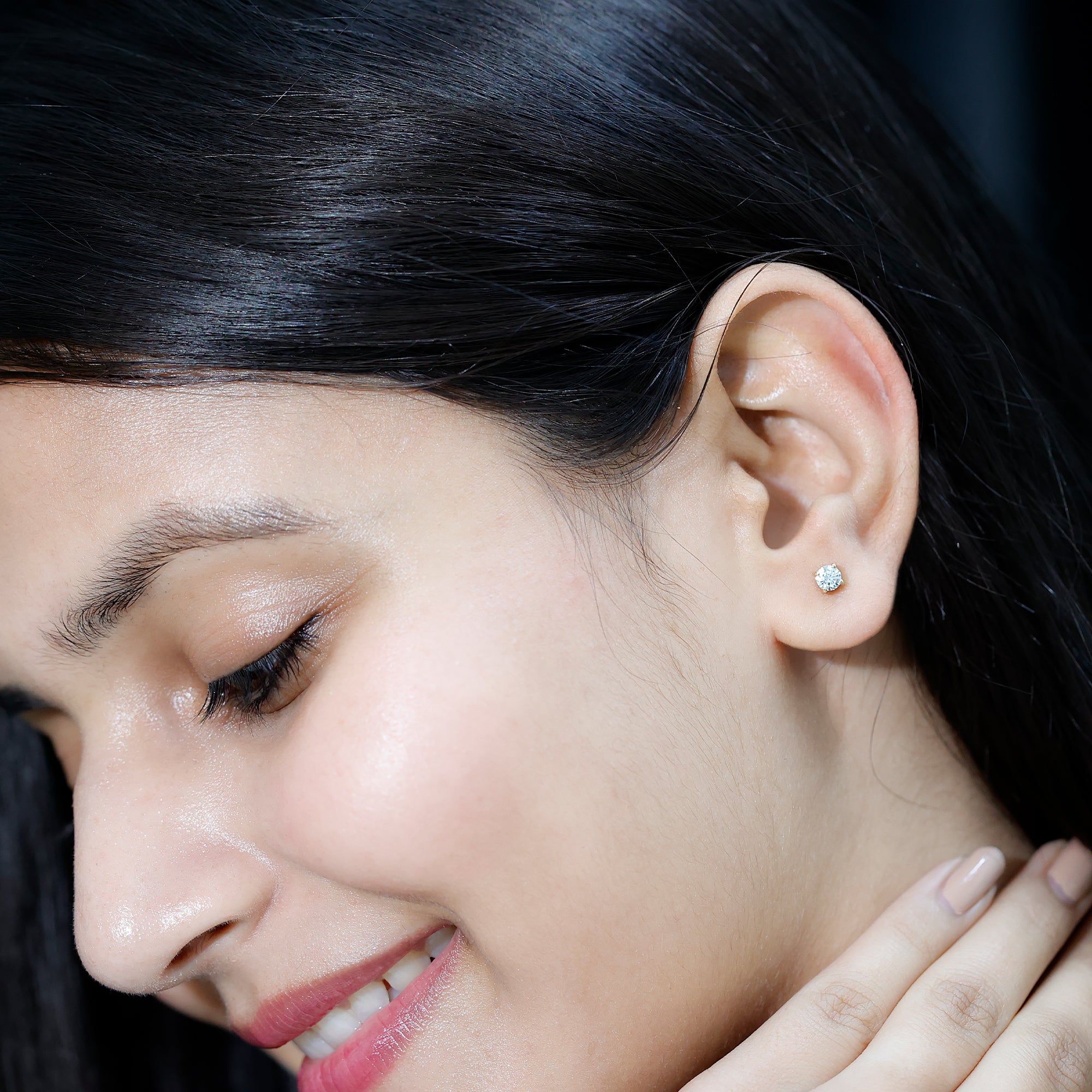 Brilliant Cut Diamond Solitaire Stud Earrings in Prong Setting Natural - ( HI-SI ) - Rosec Jewels