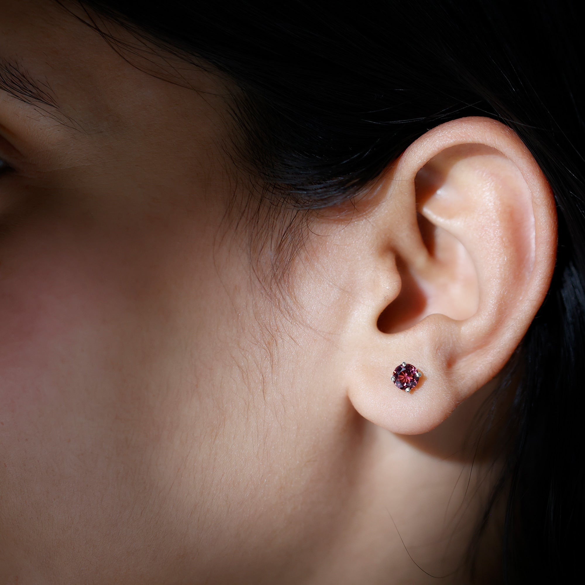 Round Shape Pink Tourmaline Stud Earrings for Women AAA - Rosec Jewels