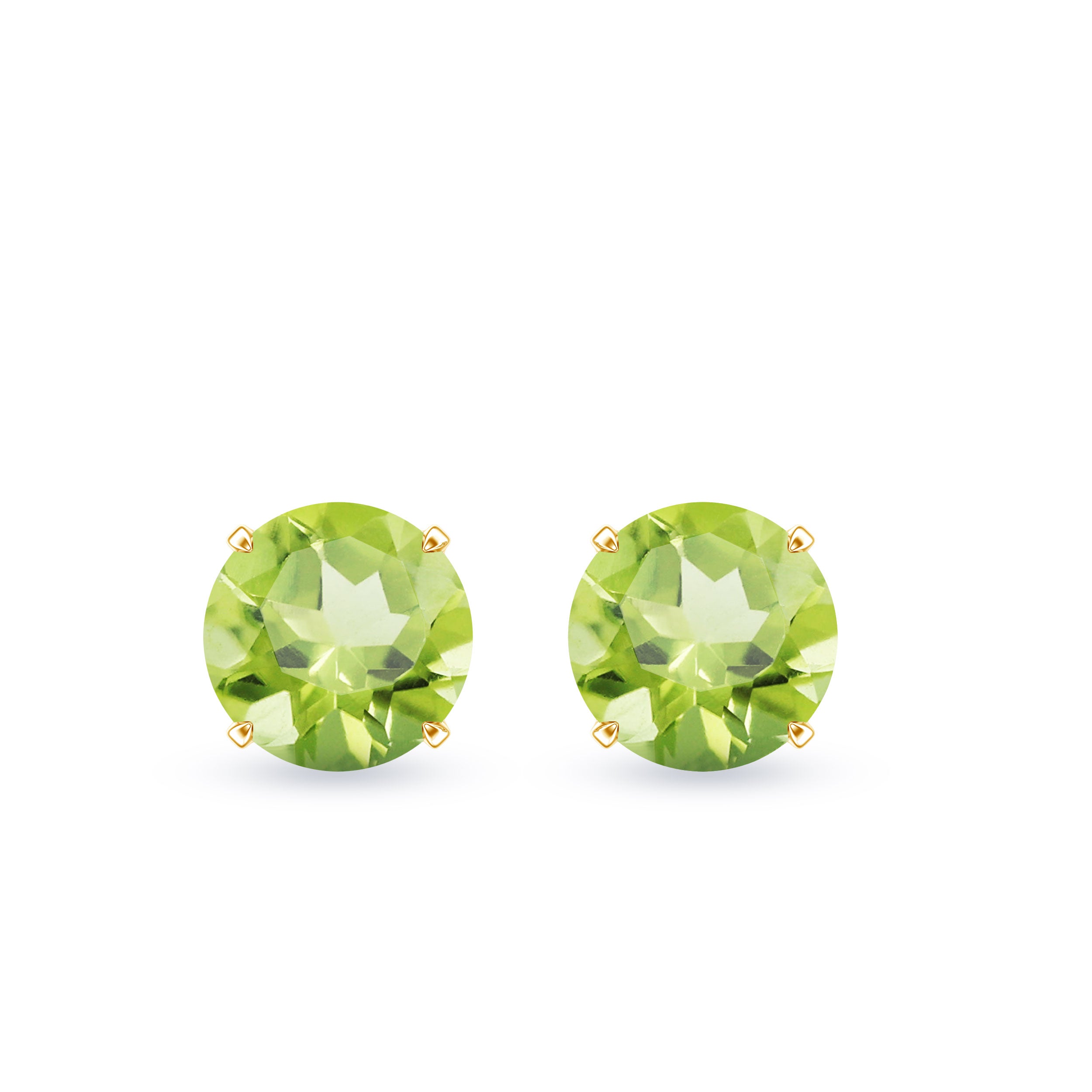 Natural 1 Carat Peridot Stud Earrings with Screw Back AAA - Rosec Jewels