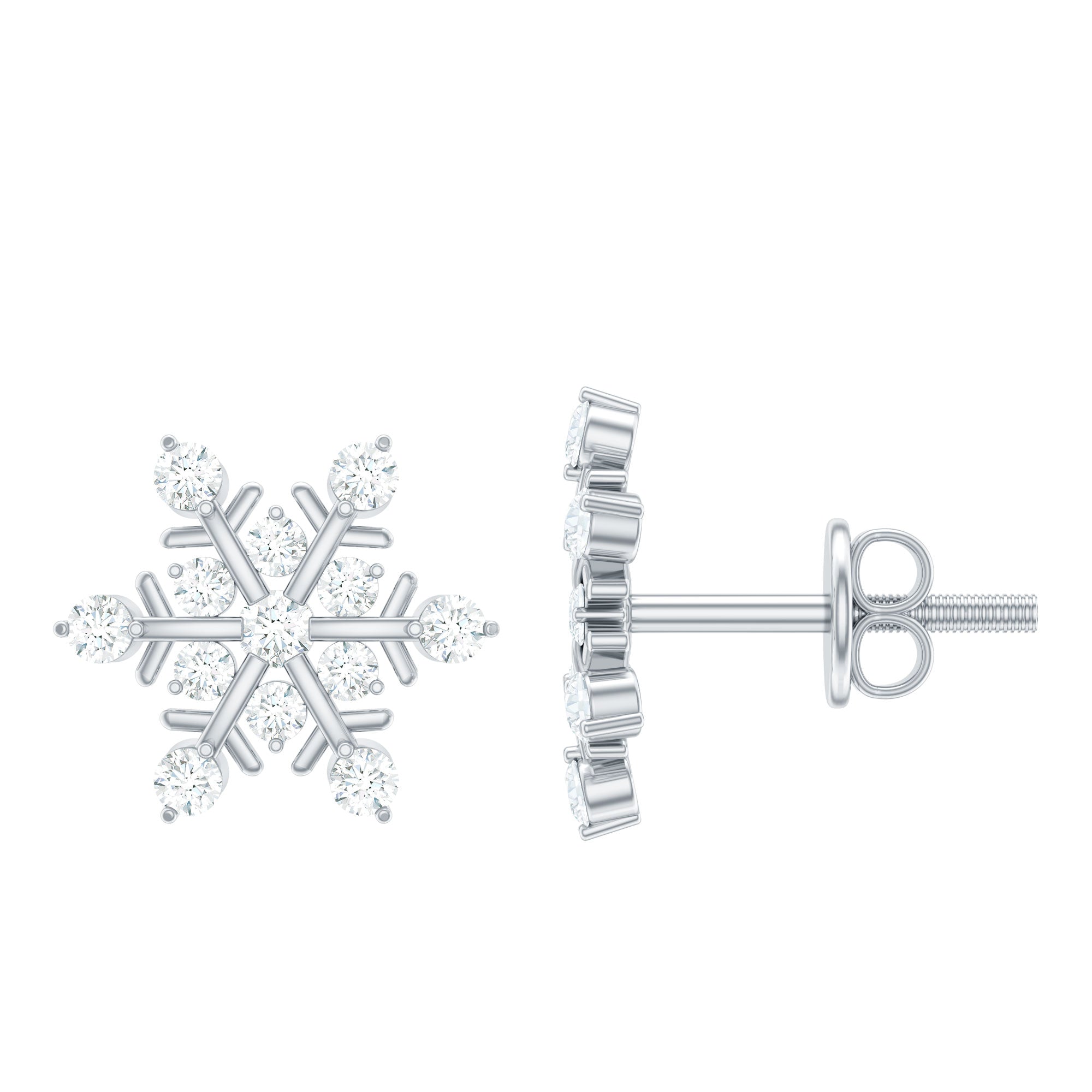 0.75 CT Moissanite Snowflake Stud Earrings