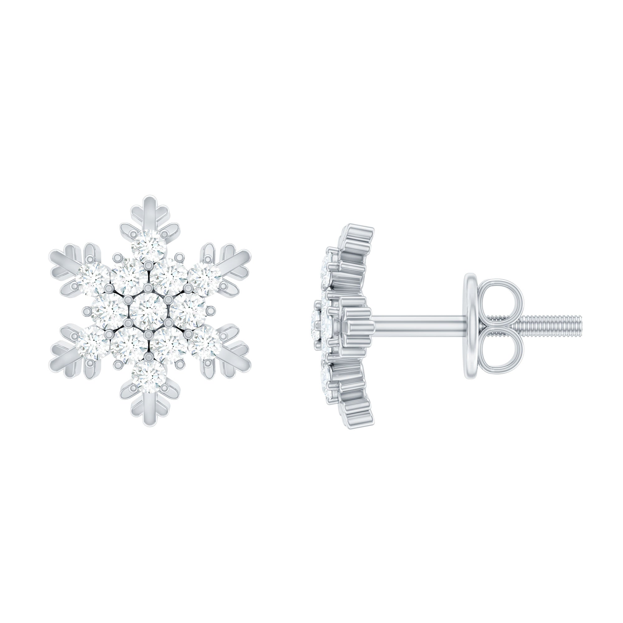 Certified Moissanite Winter Snowflake Stud Earrings
