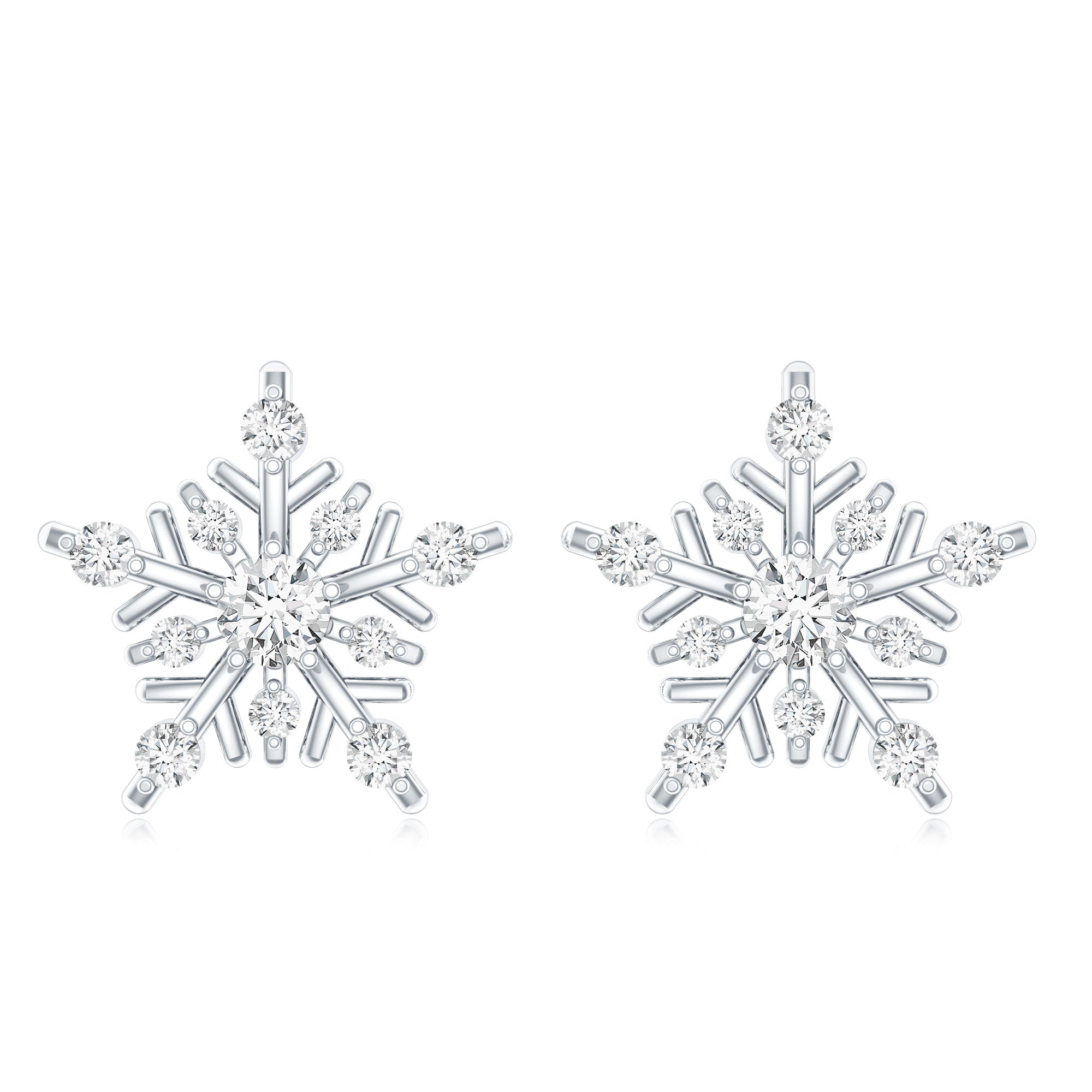 Certified Moissanite Snowflake Stud Earrings for Women D-VS1 - Rosec Jewels
