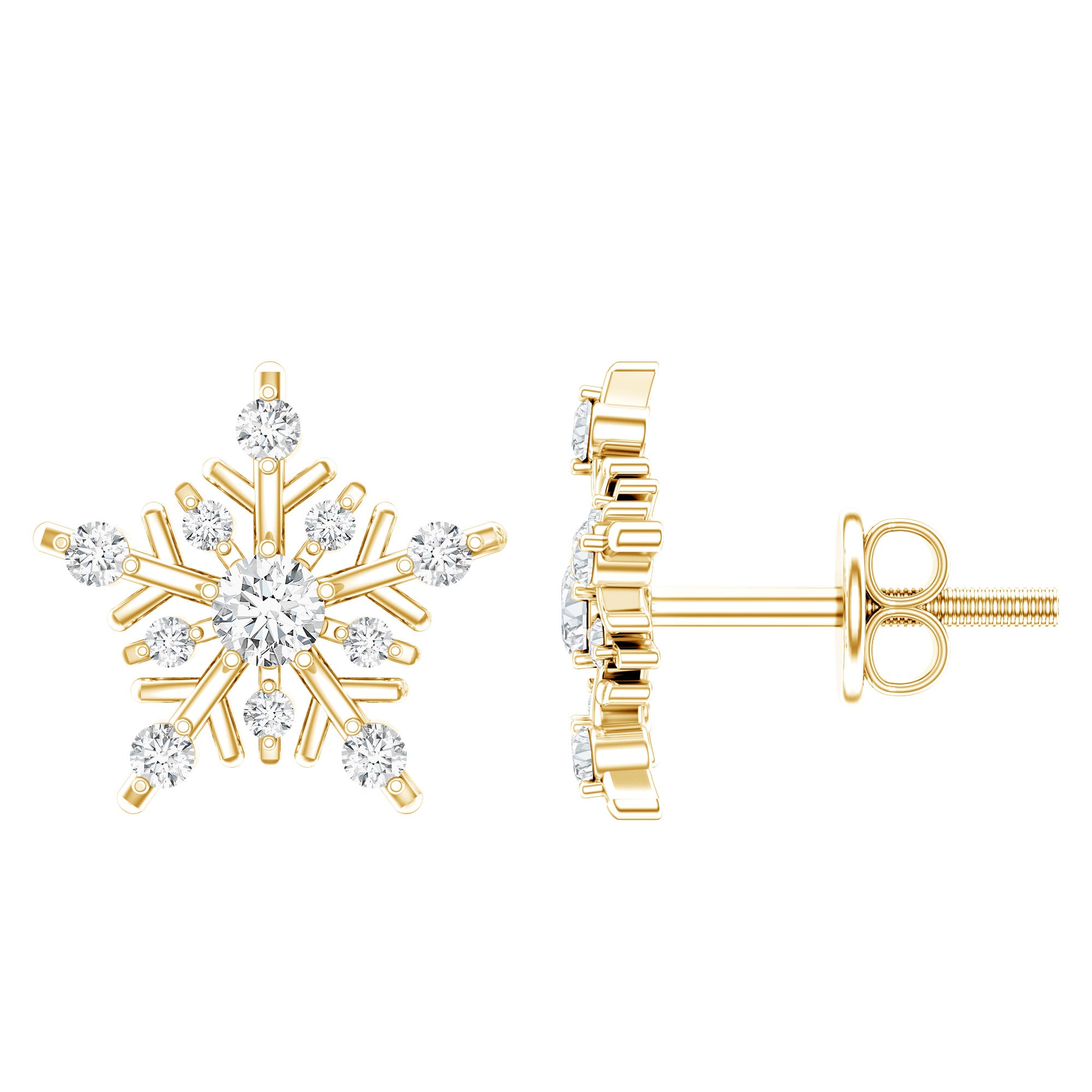 Certified Moissanite Snowflake Stud Earrings for Women D-VS1 - Rosec Jewels
