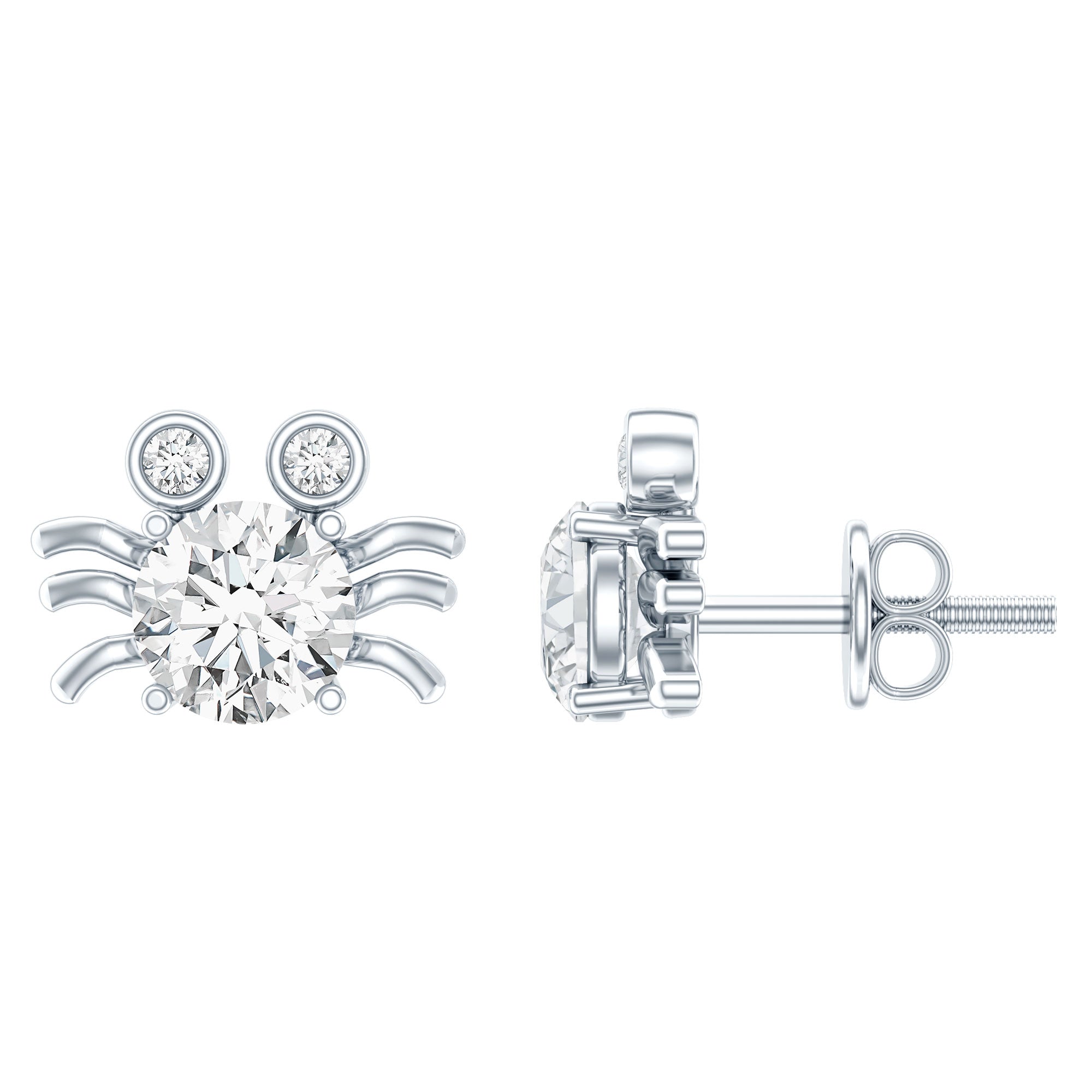 Boucles d'oreilles mignonnes en forme de crabe avec moissanite