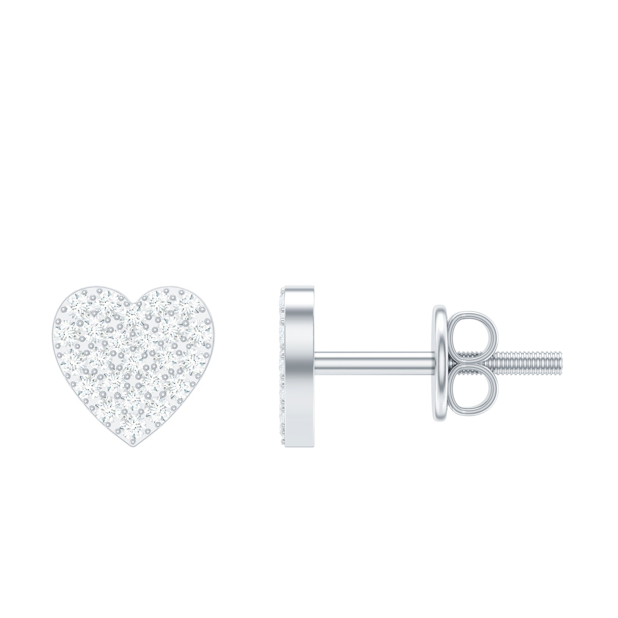 0.25 CT Natural Diamond Heart Stud Earrings in Gold