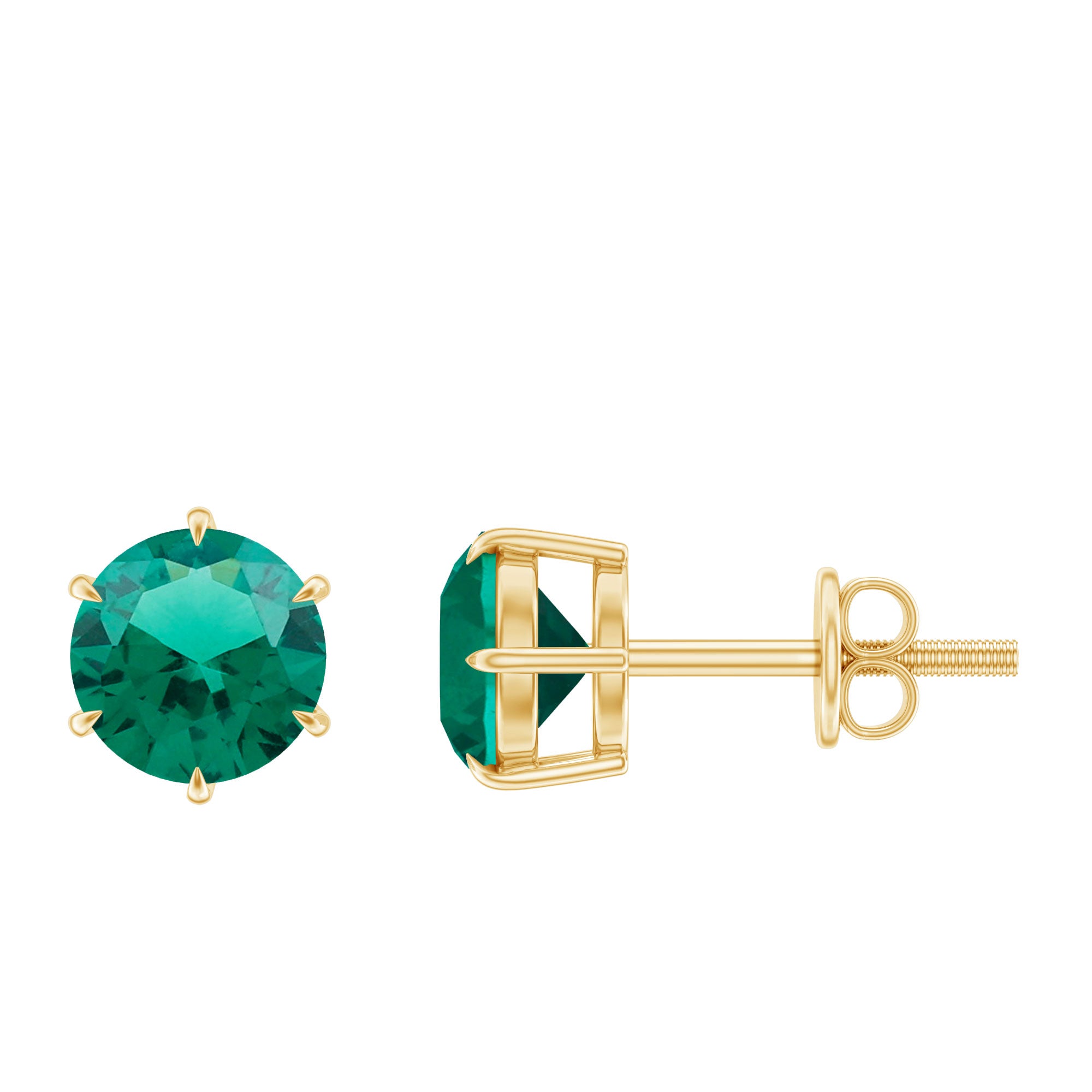 Certified Lab Created Emerald Solitaire Stud Earrings For Her AAAA - Rosec Jewels
