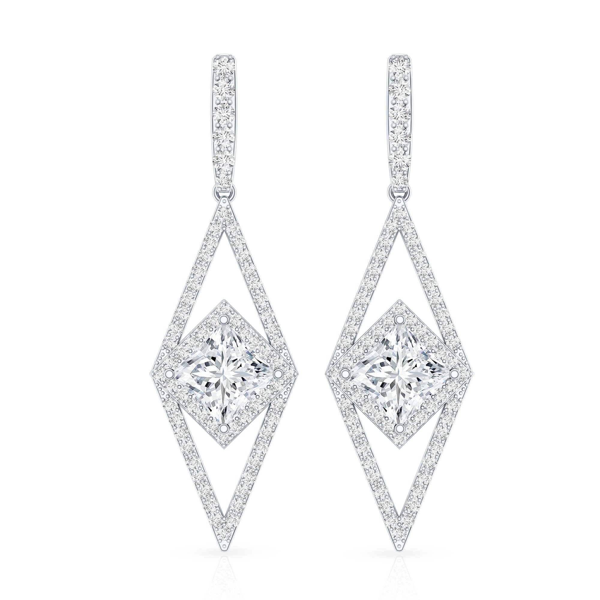 Certified Lab Grown Wedding Dangle Earrings Lab - ( EF-VS ) - Rosec Jewels