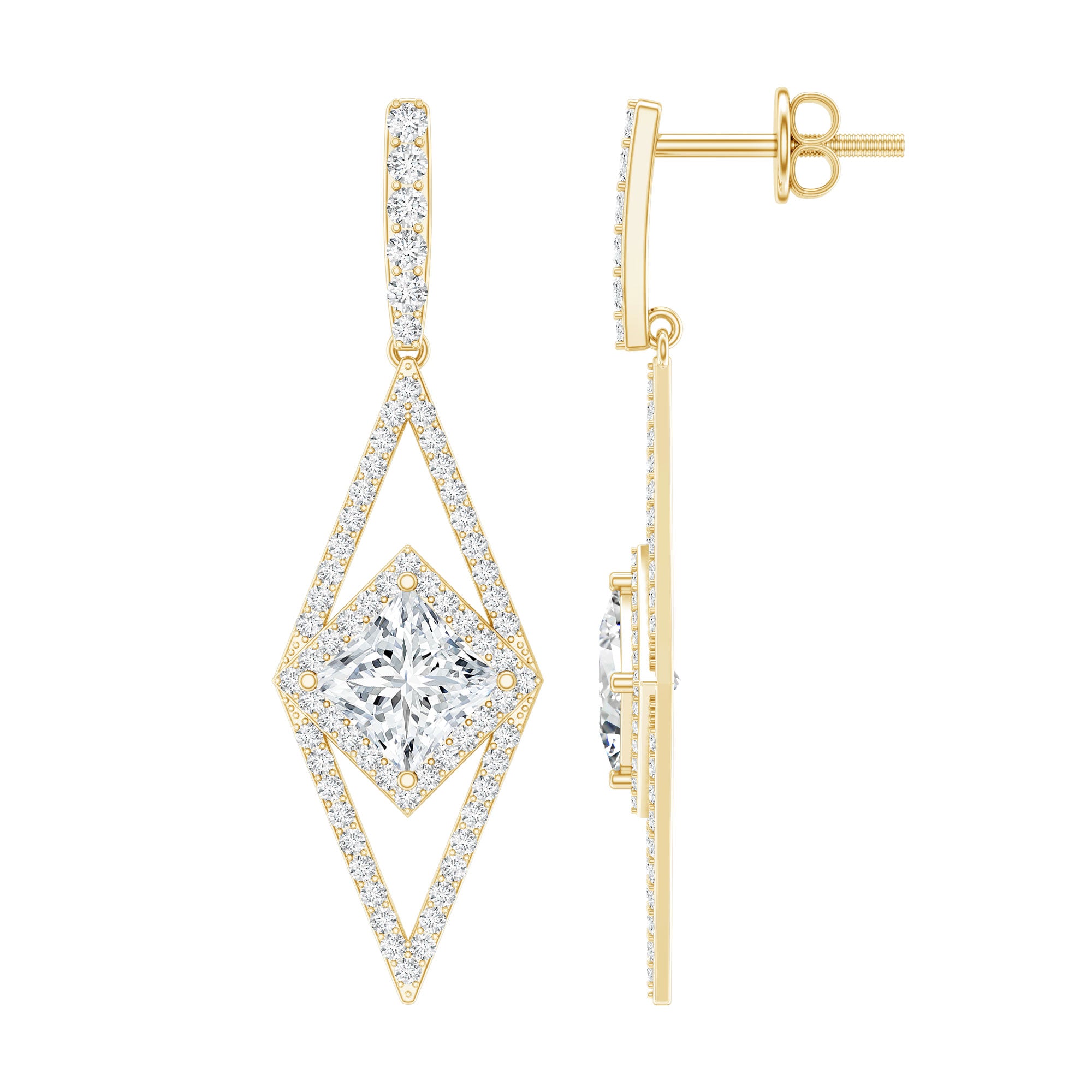 Certified Lab Grown Wedding Dangle Earrings Lab - ( EF-VS ) - Rosec Jewels